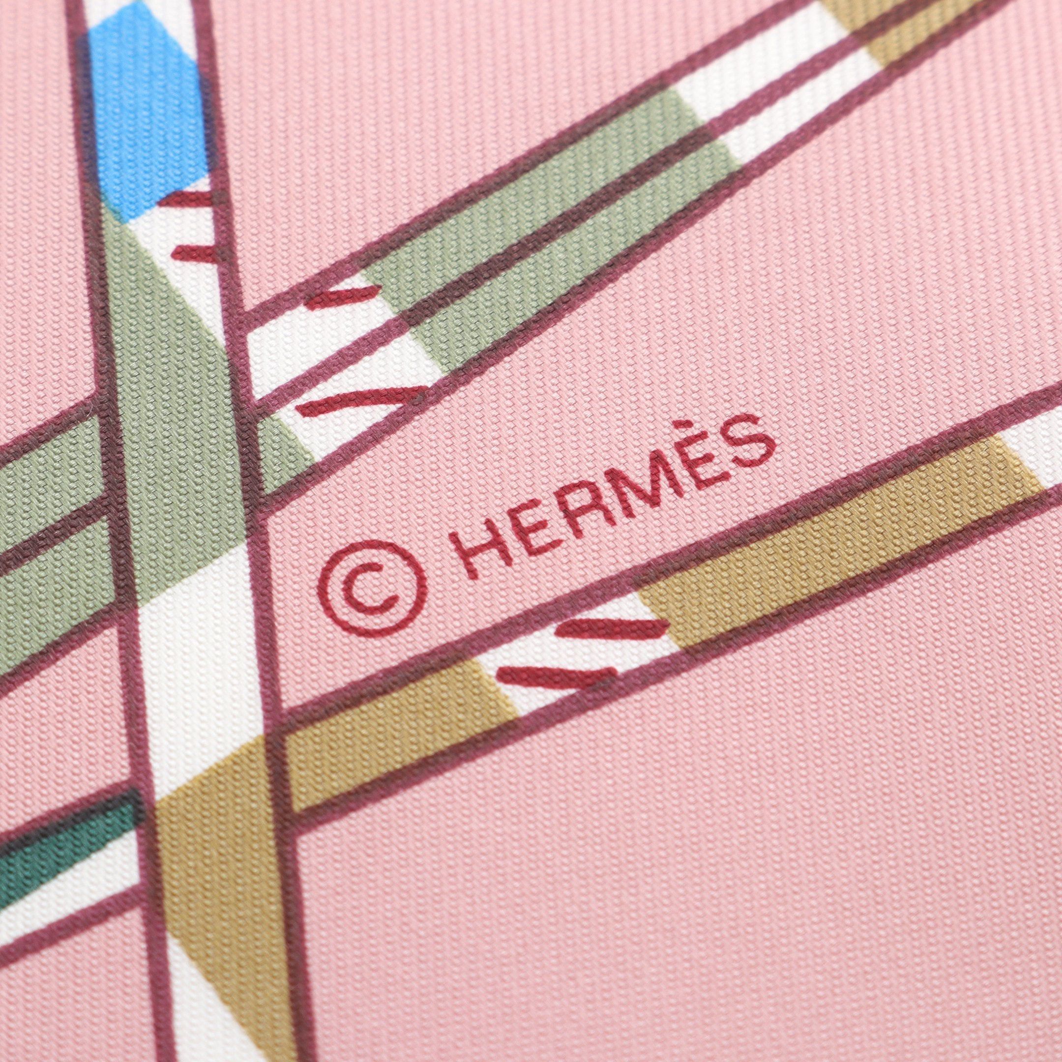 Hermes Hermes Carres 90 Balade Ecossaise Scarf Silk Pink Dark Blue Multicolor Size ONE SIZE - 2 Thumbnail