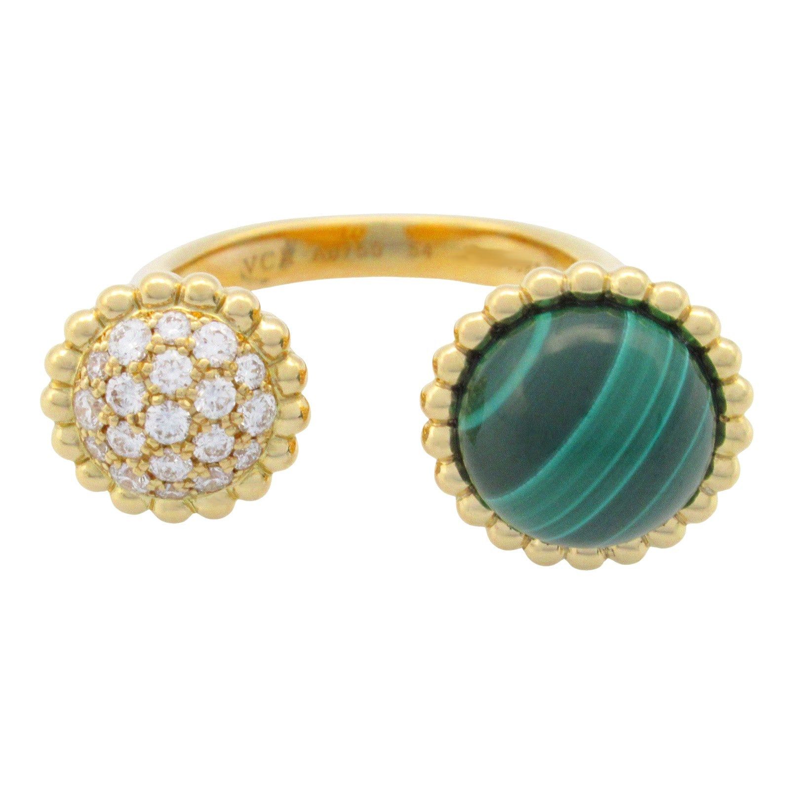 Van Cleef & Arpels Van Cleef Arpels Kurul Entree Les Door Ring Malachite Diamond K18 (Yellow Gold) Green Clear Size ONE SIZE - 2 Thumbnail