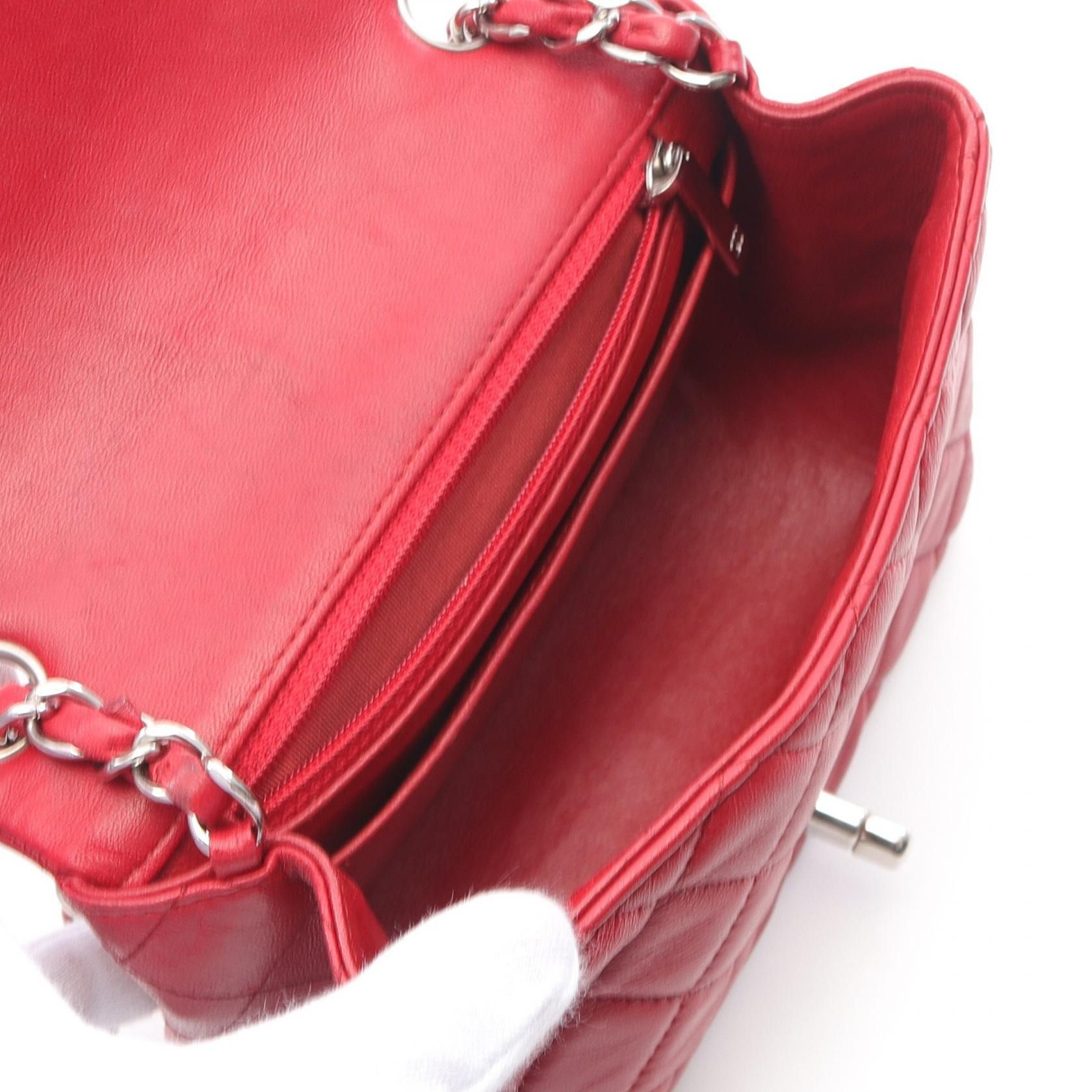 Chanel Chanel Mini Matelasse Chain Shoulder Bag Lambskin Red Silver Hardware Size ONE SIZE - 3 Thumbnail