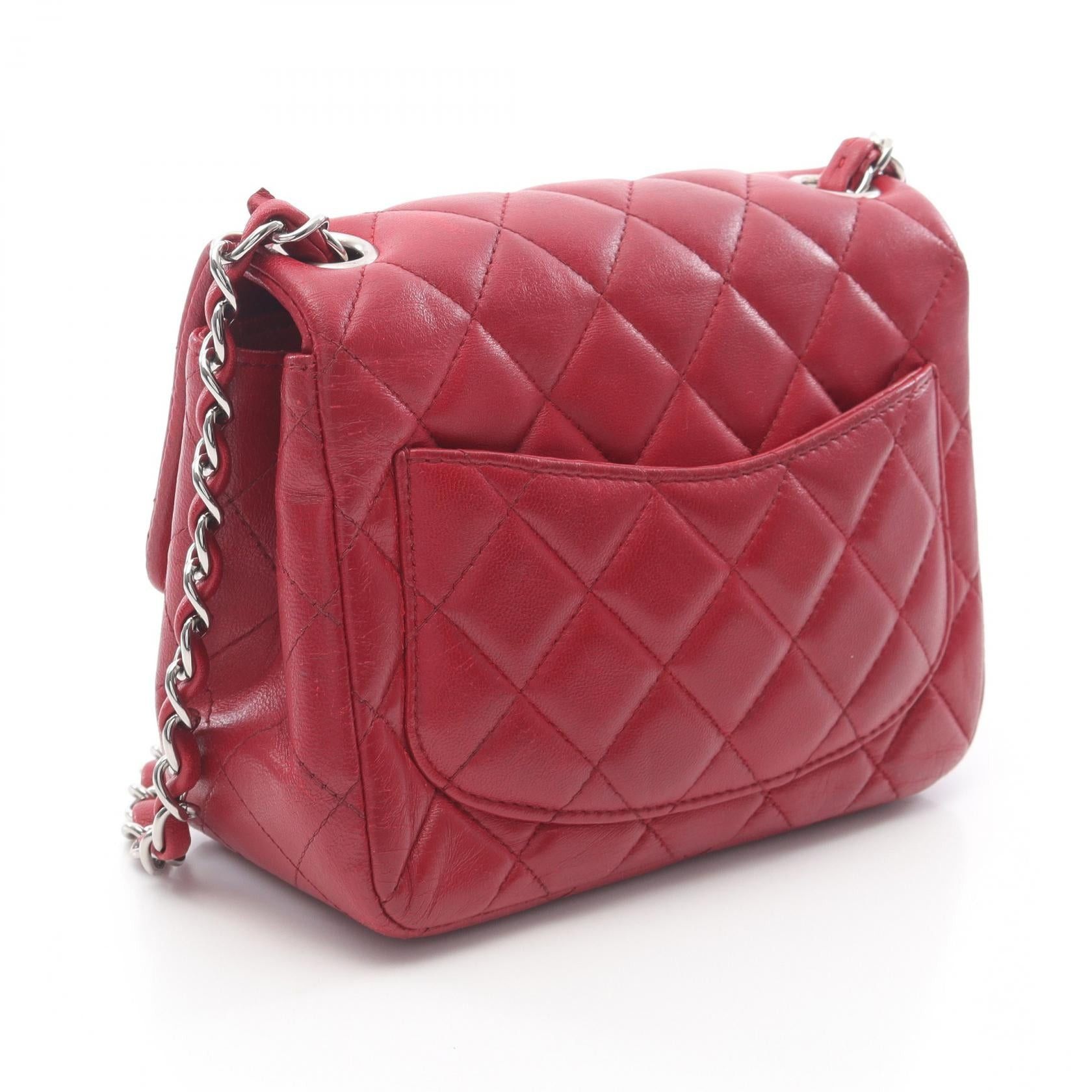 Chanel Chanel Mini Matelasse Chain Shoulder Bag Lambskin Red Silver Hardware Size ONE SIZE - 2 Thumbnail