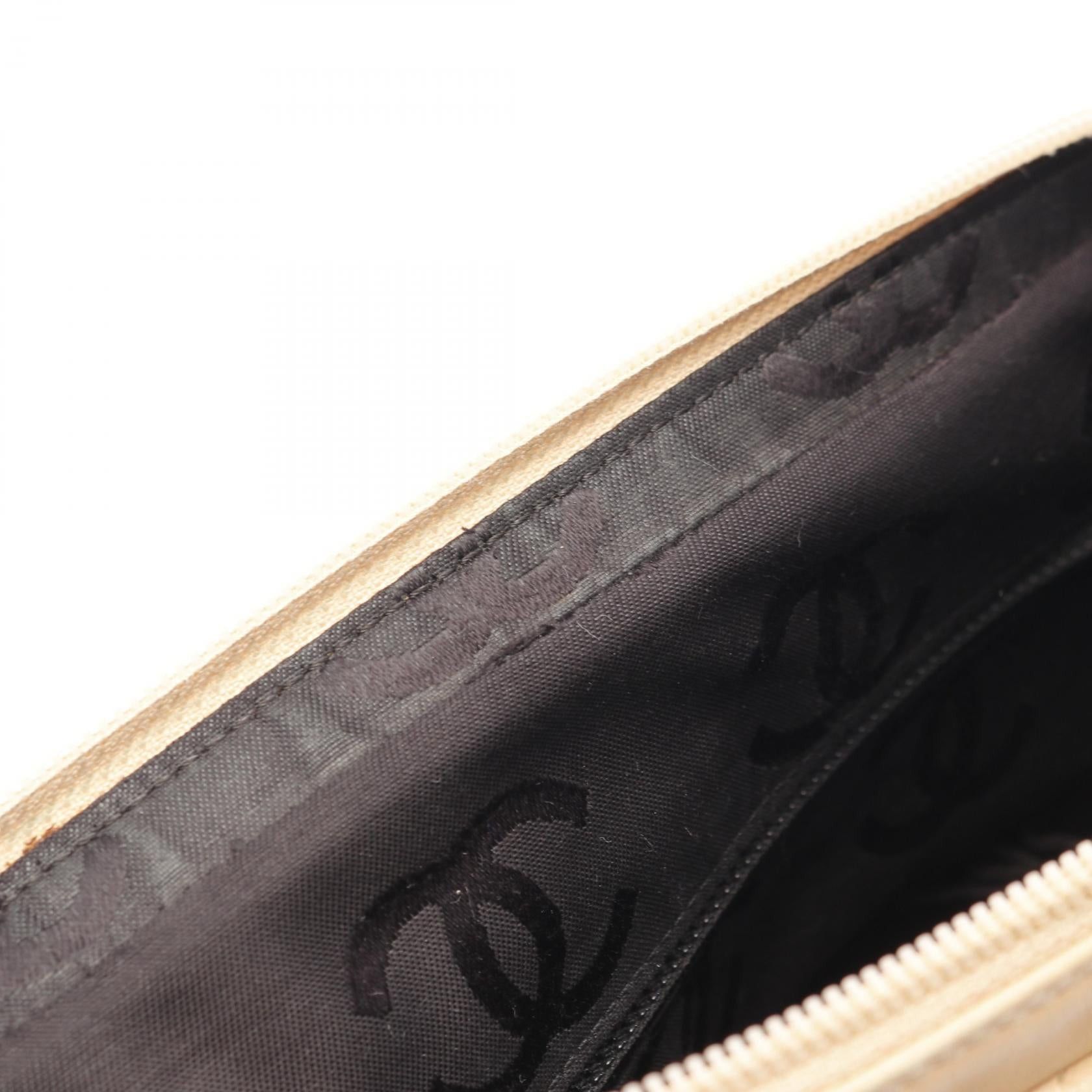 Chanel Chanel Cambon Line Large Pochette Shoulder Bag Leather Beige Black Silver Hardware Size ONE SIZE - 6 Thumbnail