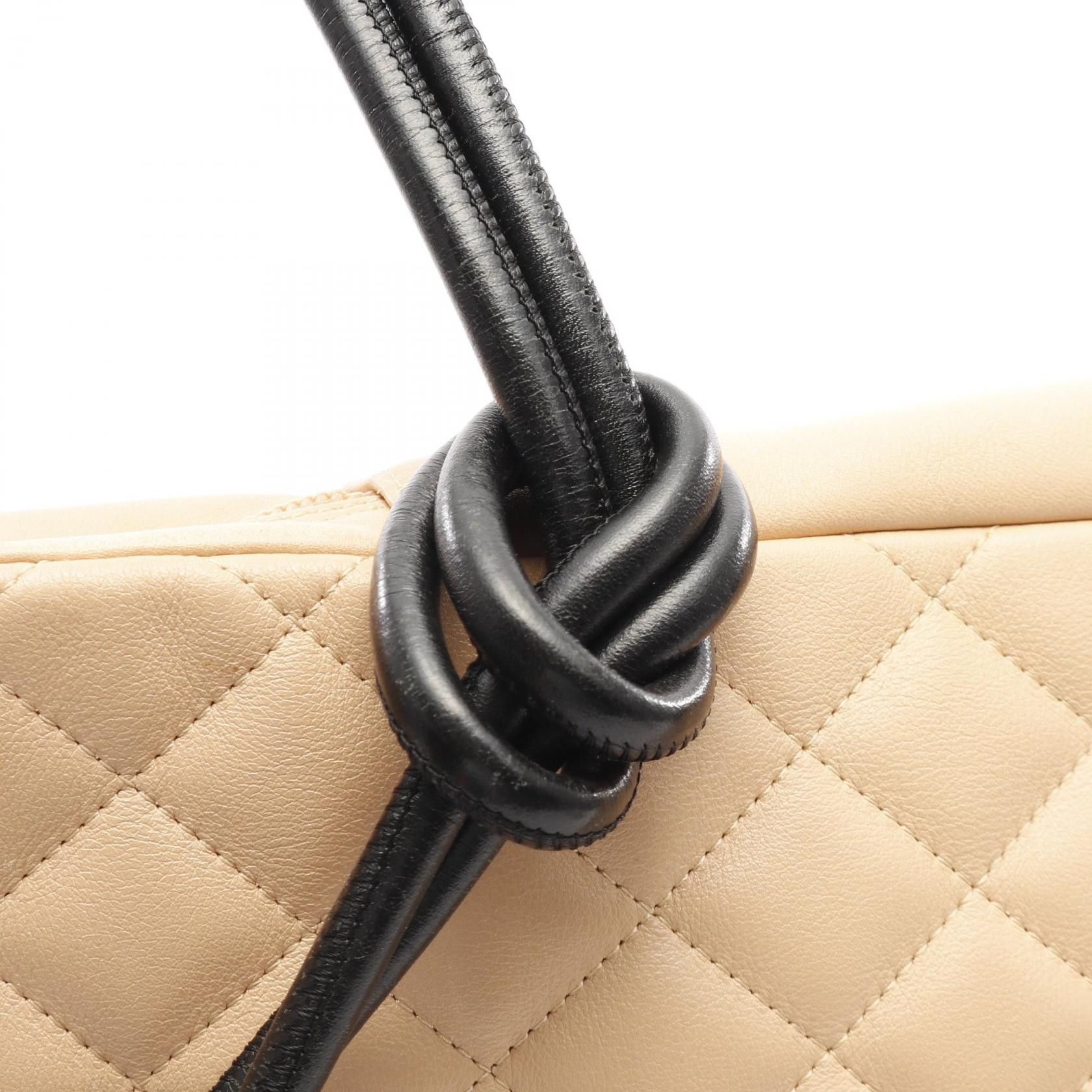 Chanel Chanel Cambon Line Large Pochette Shoulder Bag Leather Beige Black Silver Hardware Size ONE SIZE - 8 Thumbnail