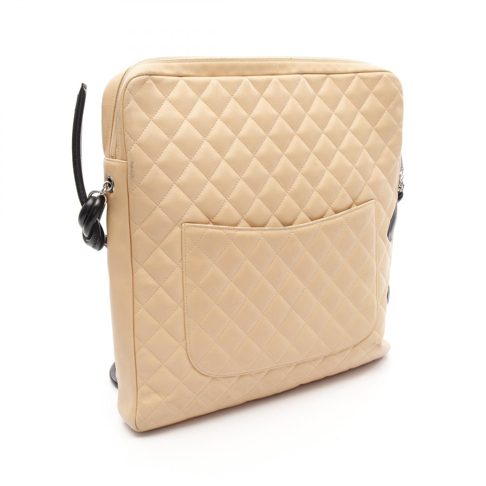 Chanel Chanel Cambon Line Large Pochette Shoulder Bag Leather Beige Black Silver Hardware Size ONE SIZE - 2 Thumbnail