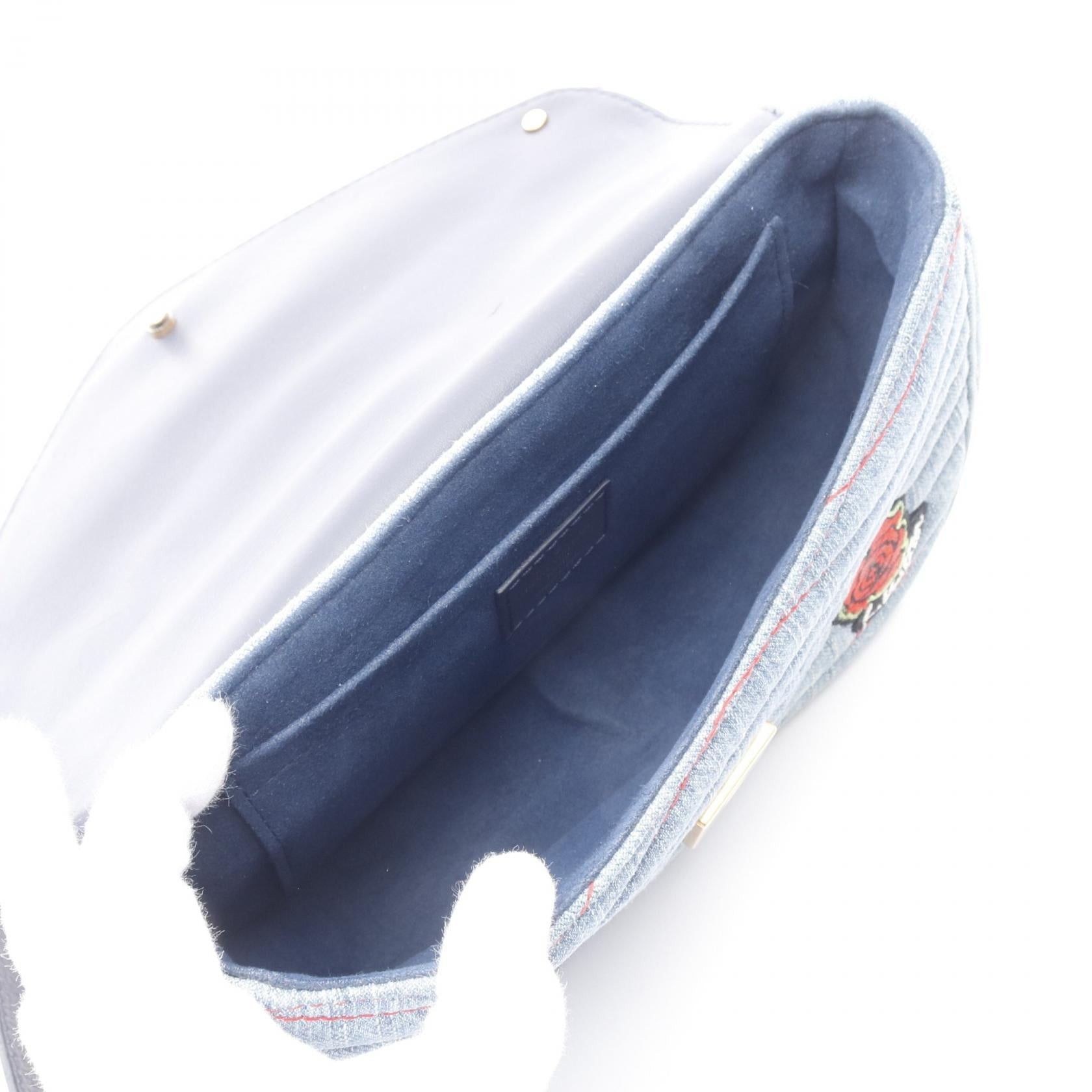 Louis Vuitton New Wave Chain Bag Mm Patchies Shoulder Denim Blue