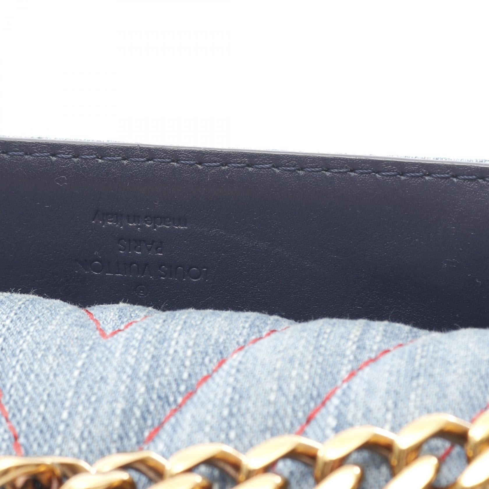 Louis Vuitton New Wave Chain Bag Mm Patchies Shoulder Denim Blue