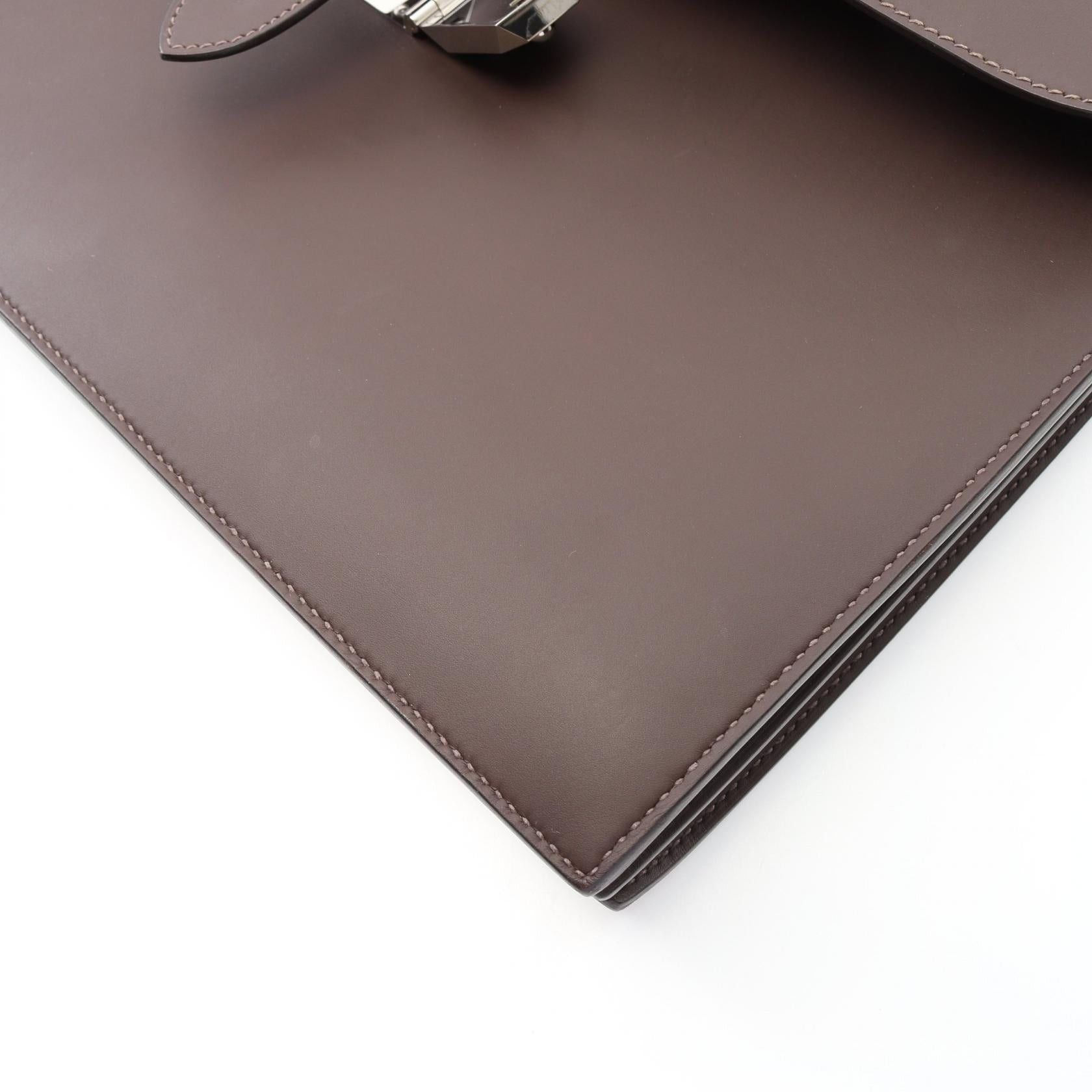 Hermes Hermes Sac Adepesh 38 Chocolate Business Bag Briefcase Veau Sombré Dark Brown Silver Hardware Stamp Size ONE SIZE - 6 Thumbnail
