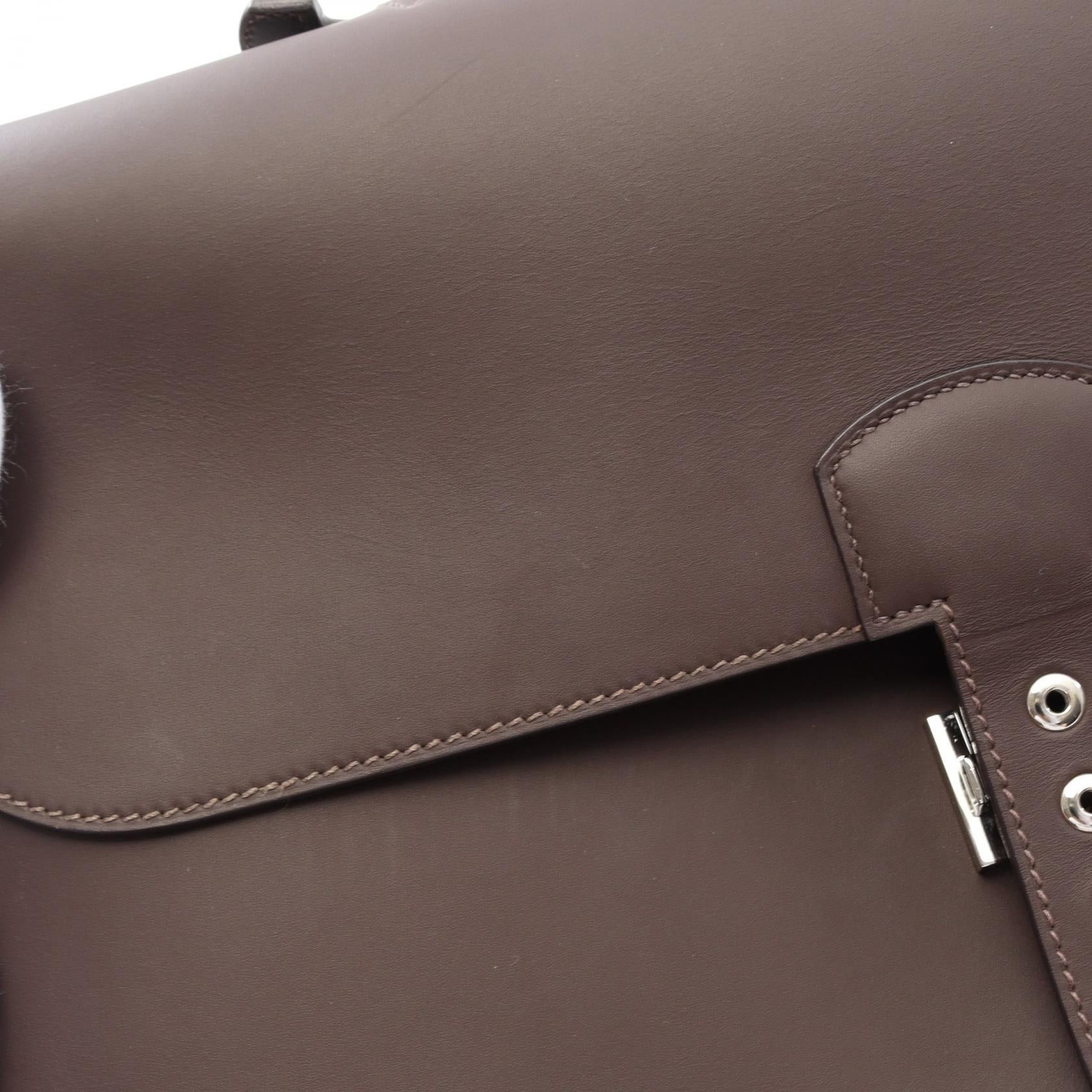 Hermes Hermes Sac Adepesh 38 Chocolate Business Bag Briefcase Veau Sombré Dark Brown Silver Hardware Stamp Size ONE SIZE - 7 Thumbnail