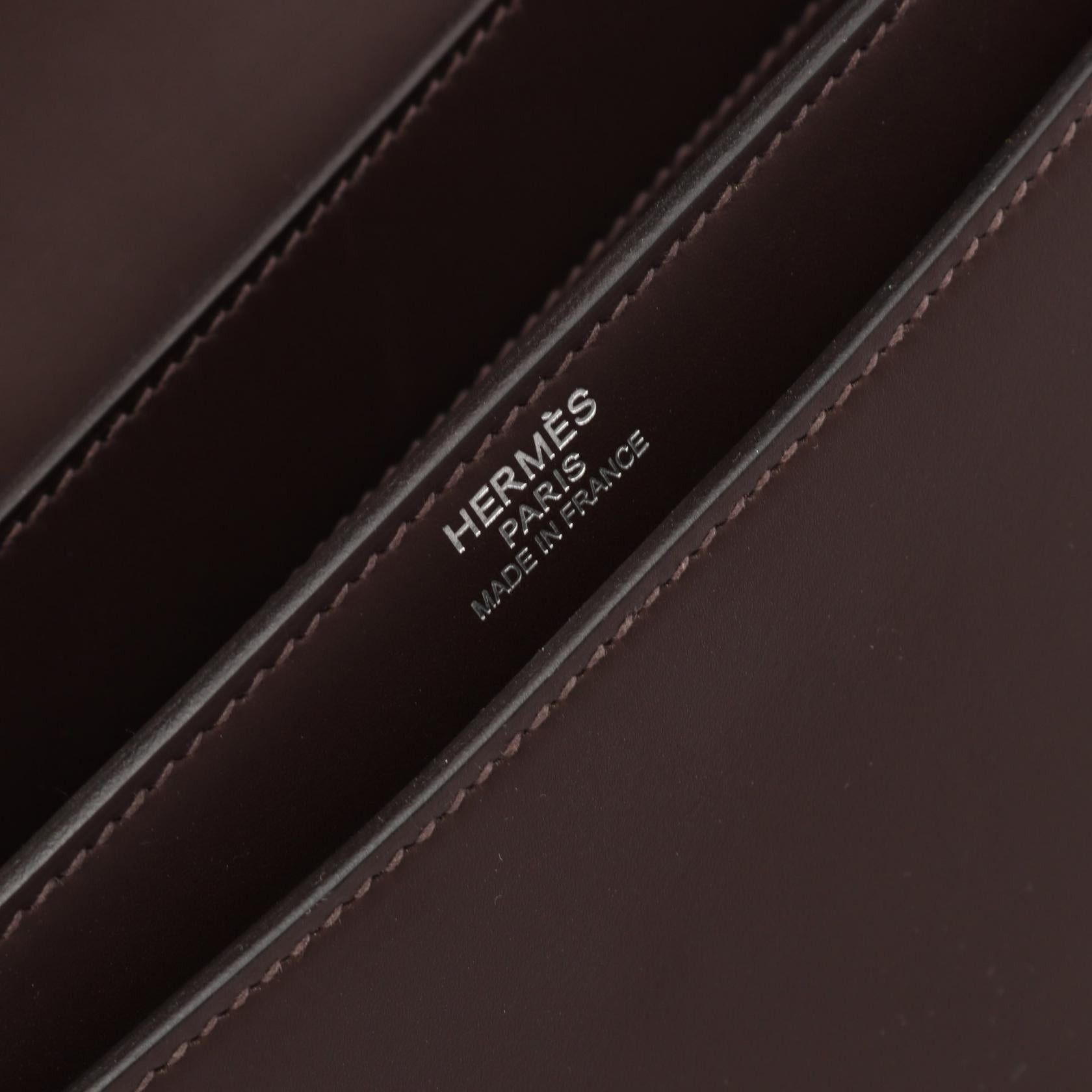 Hermes Hermes Sac Adepesh 38 Chocolate Business Bag Briefcase Veau Sombré Dark Brown Silver Hardware Stamp Size ONE SIZE - 4 Thumbnail