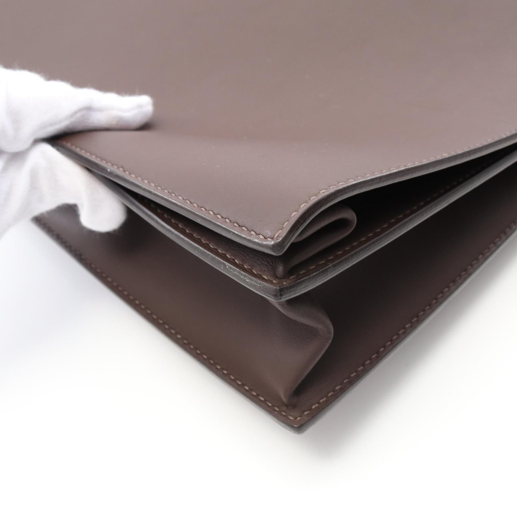 Hermes Hermes Sac Adepesh 38 Chocolate Business Bag Briefcase Veau Sombré Dark Brown Silver Hardware Stamp Size ONE SIZE - 8 Thumbnail