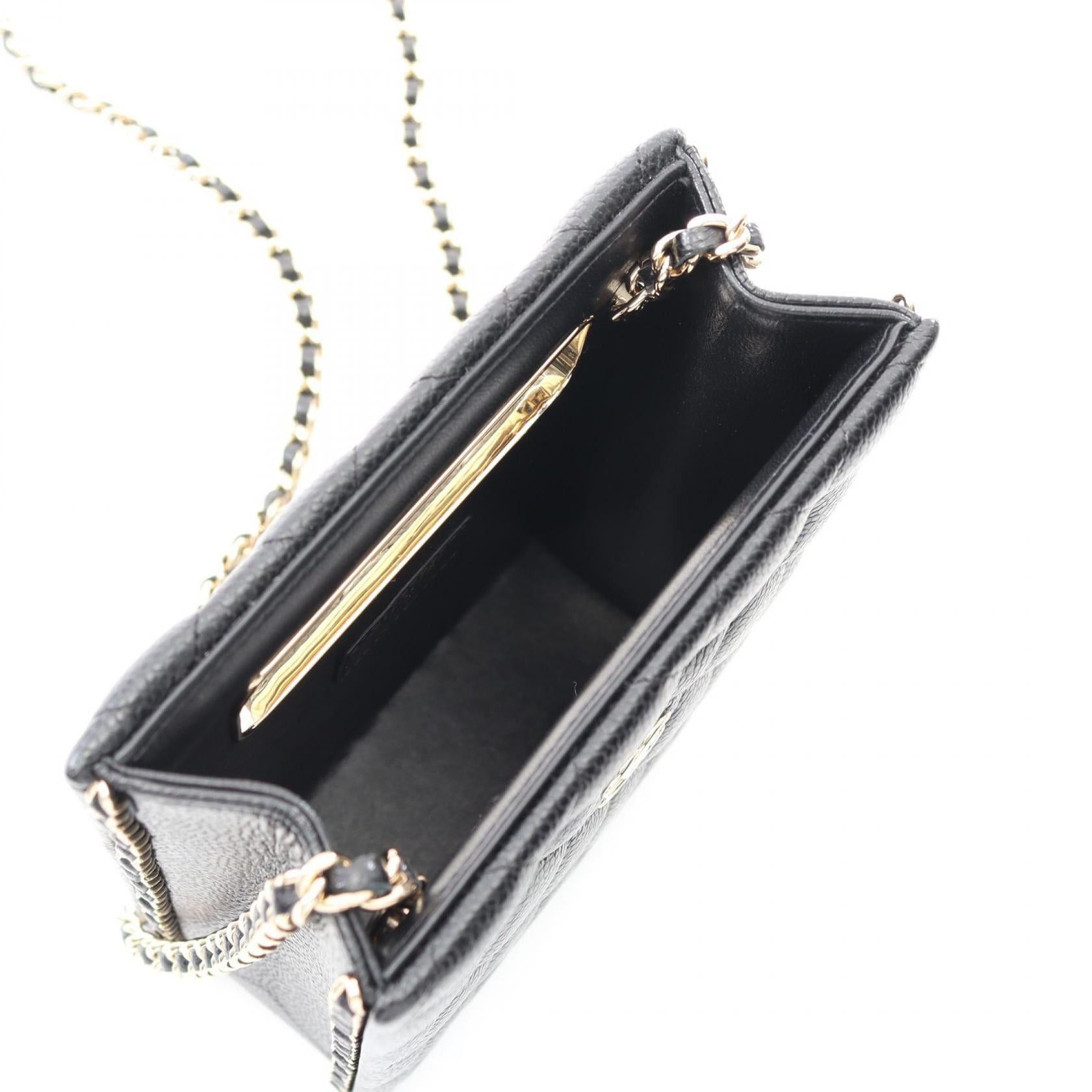Chanel Chanel Matelasse Evening Chain Shoulder Bag Caviar Skin Black Gold Hardware Size ONE SIZE - 3 Thumbnail