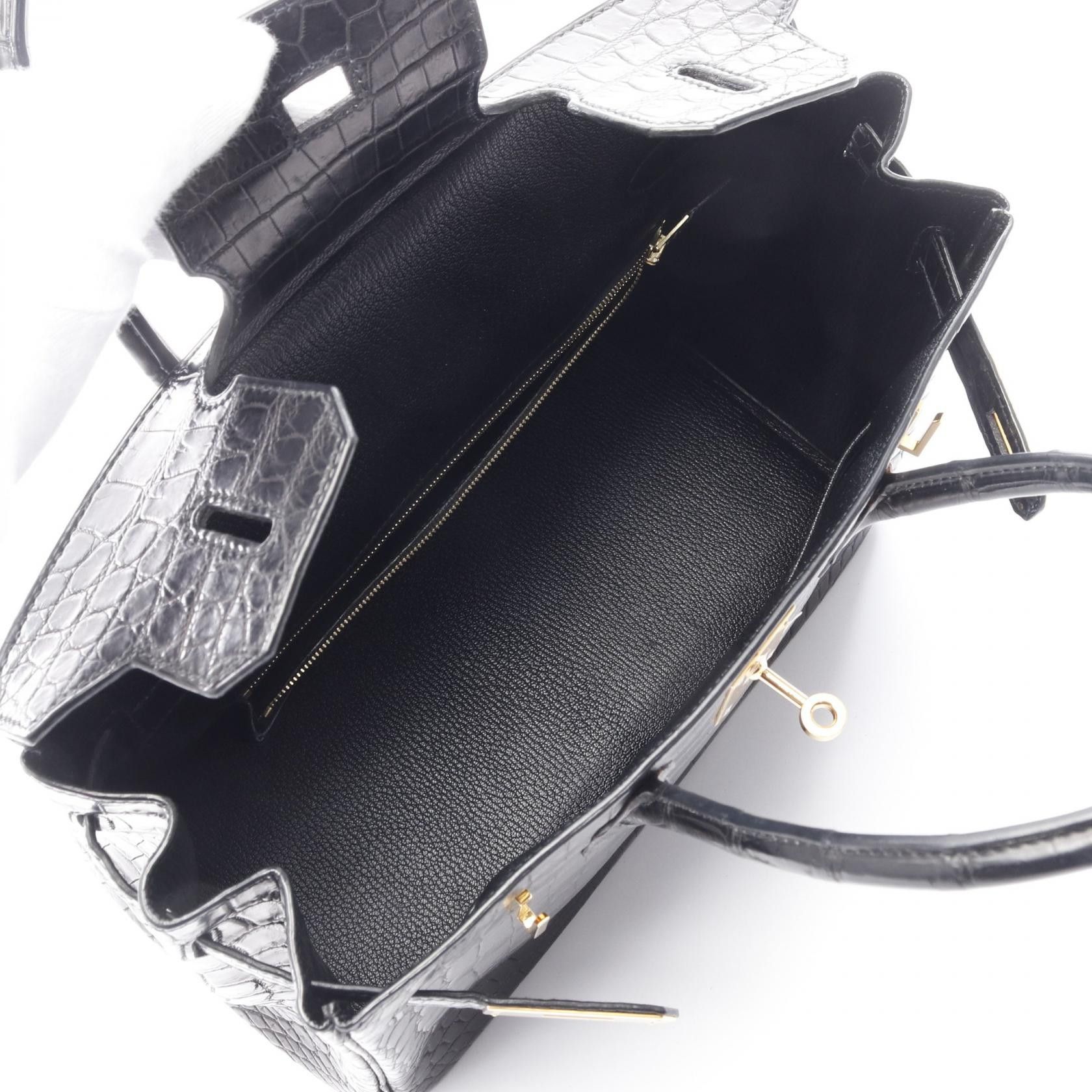 Hermes Hermes Birkin 30 Handbag Niloticus Matte Black Gold Hardware □J Carved Stamp Size ONE SIZE - 3 Thumbnail