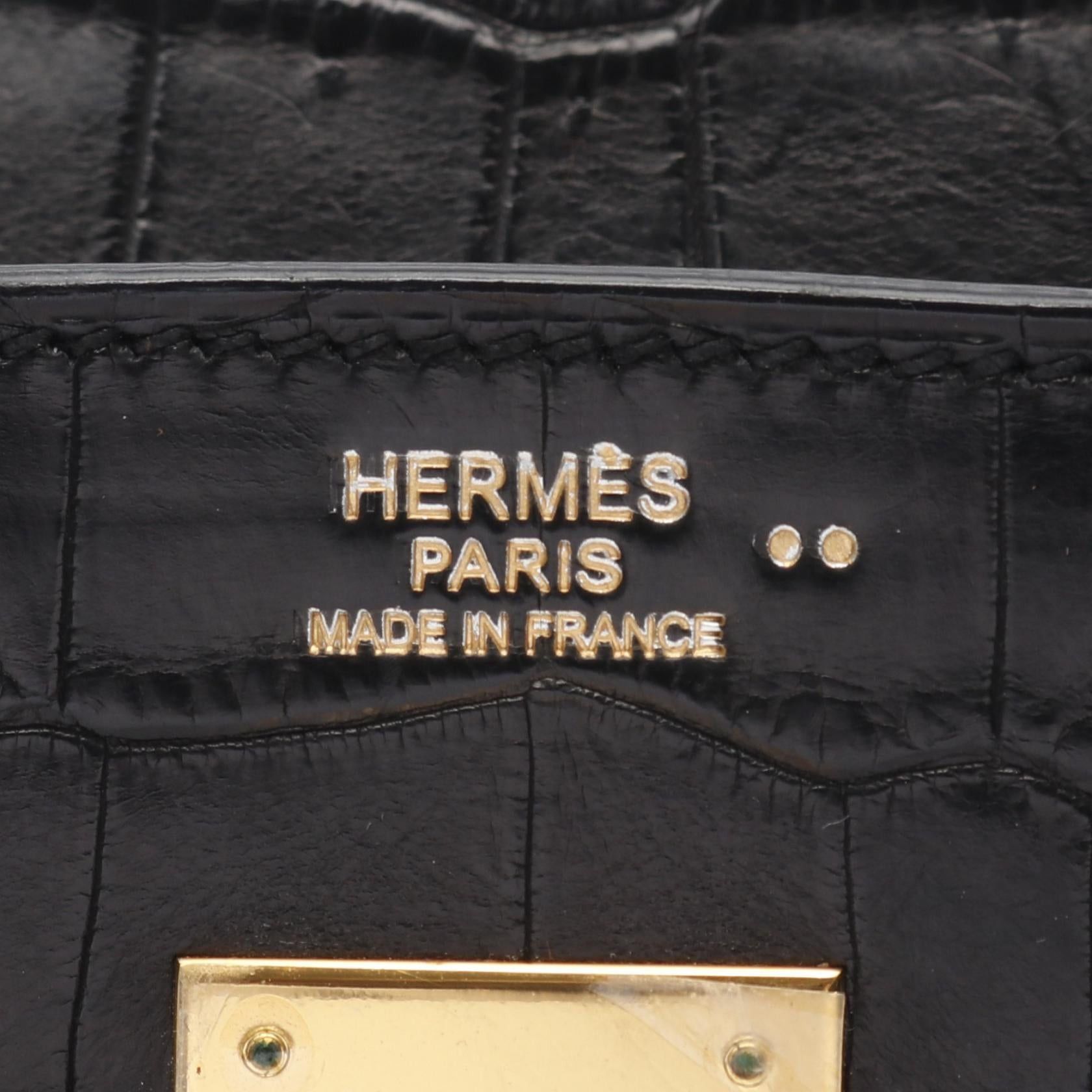Hermes Hermes Birkin 30 Handbag Niloticus Matte Black Gold Hardware □J Carved Stamp Size ONE SIZE - 4 Thumbnail