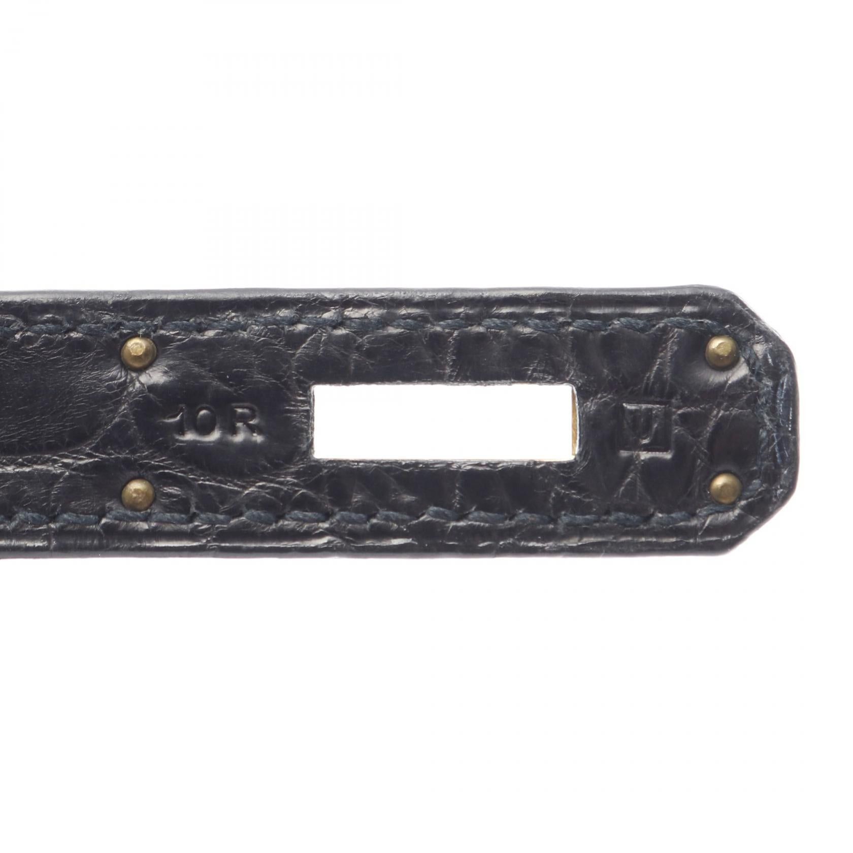 Hermes Hermes Birkin 30 Handbag Niloticus Matte Black Gold Hardware □J Carved Stamp Size ONE SIZE - 5 Thumbnail