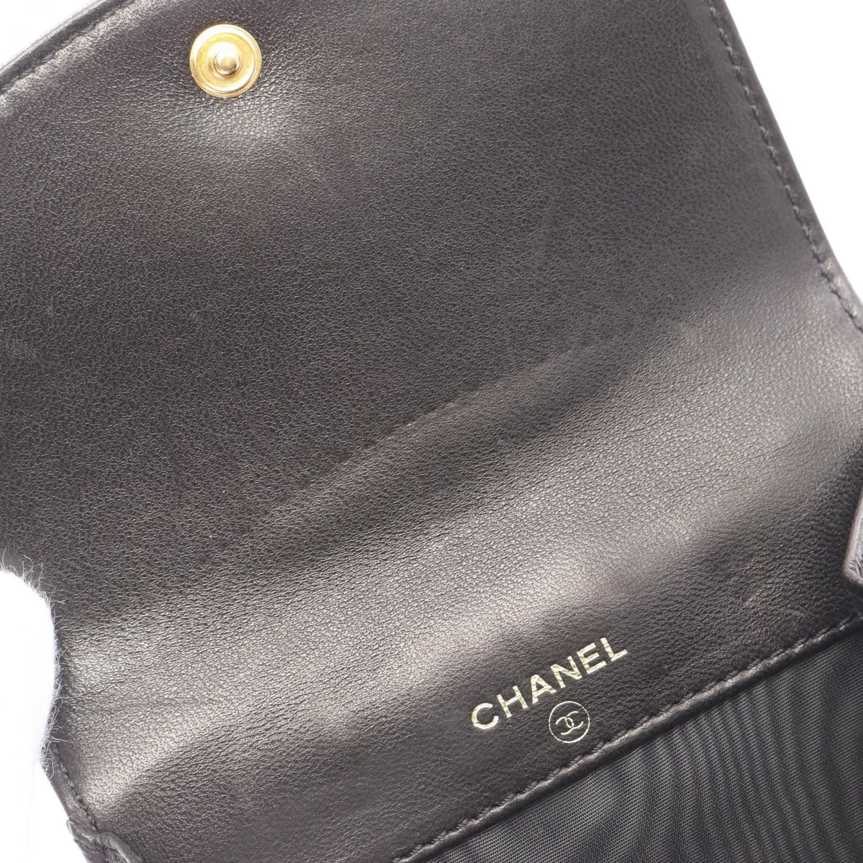 Chanel Chanel Coco Mark Double Hook Wallet Bi-Fold Caviar Skin Black Gold Hardware Size ONE SIZE - 8 Thumbnail