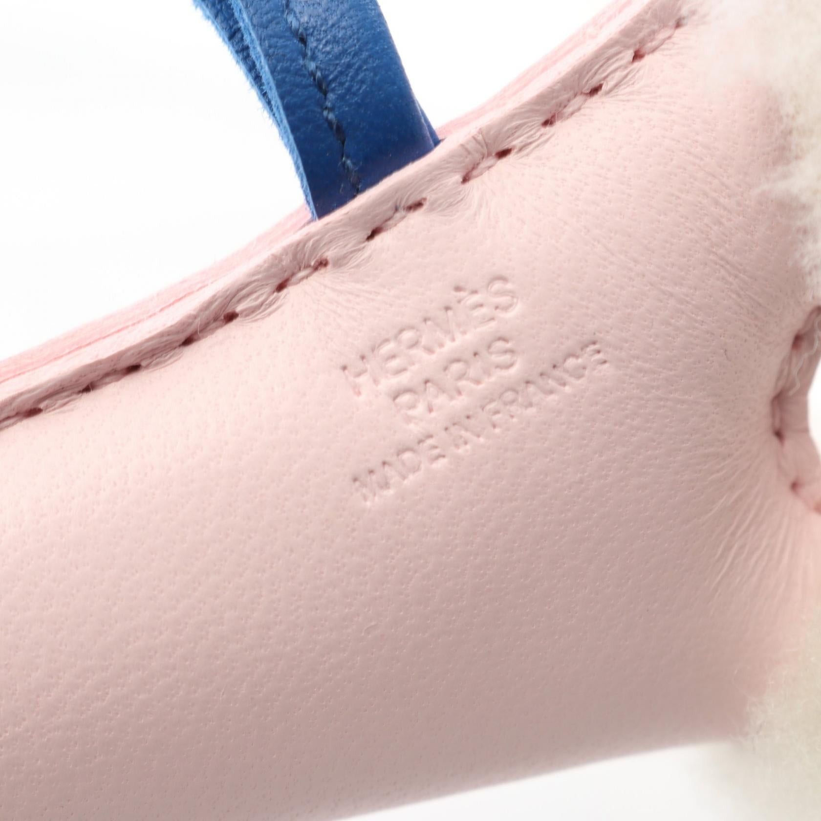 Hermes Hermes Paddy Charm Rose Darling Blue France Bag Aagneau Mouton Light Pink White K Stamp Size ONE SIZE - 3 Thumbnail