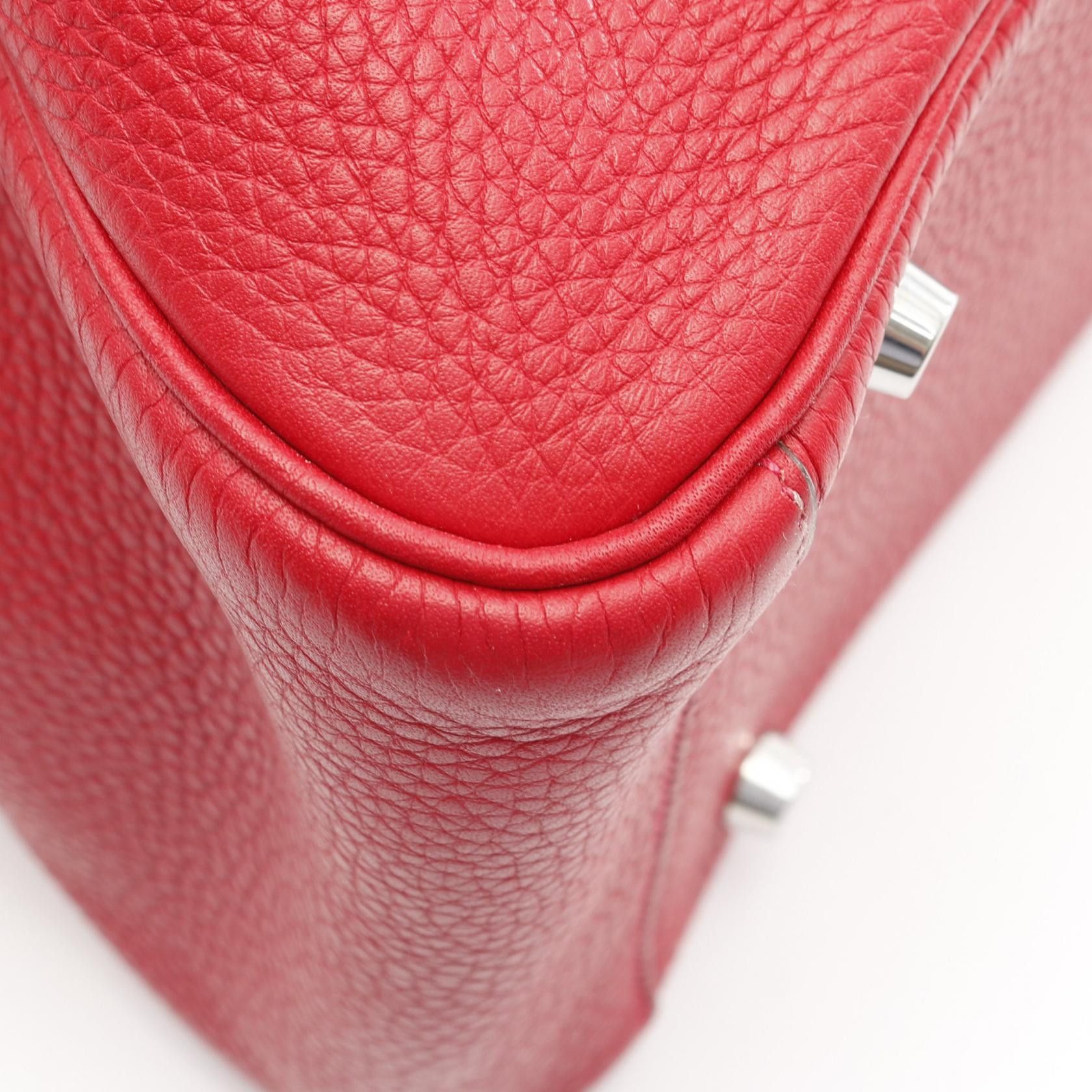 Hermes Hermes Lindy 30 Shoulder Bag Clemence Leather Red Silver Hardware A Stamp Size ONE SIZE - 6 Thumbnail