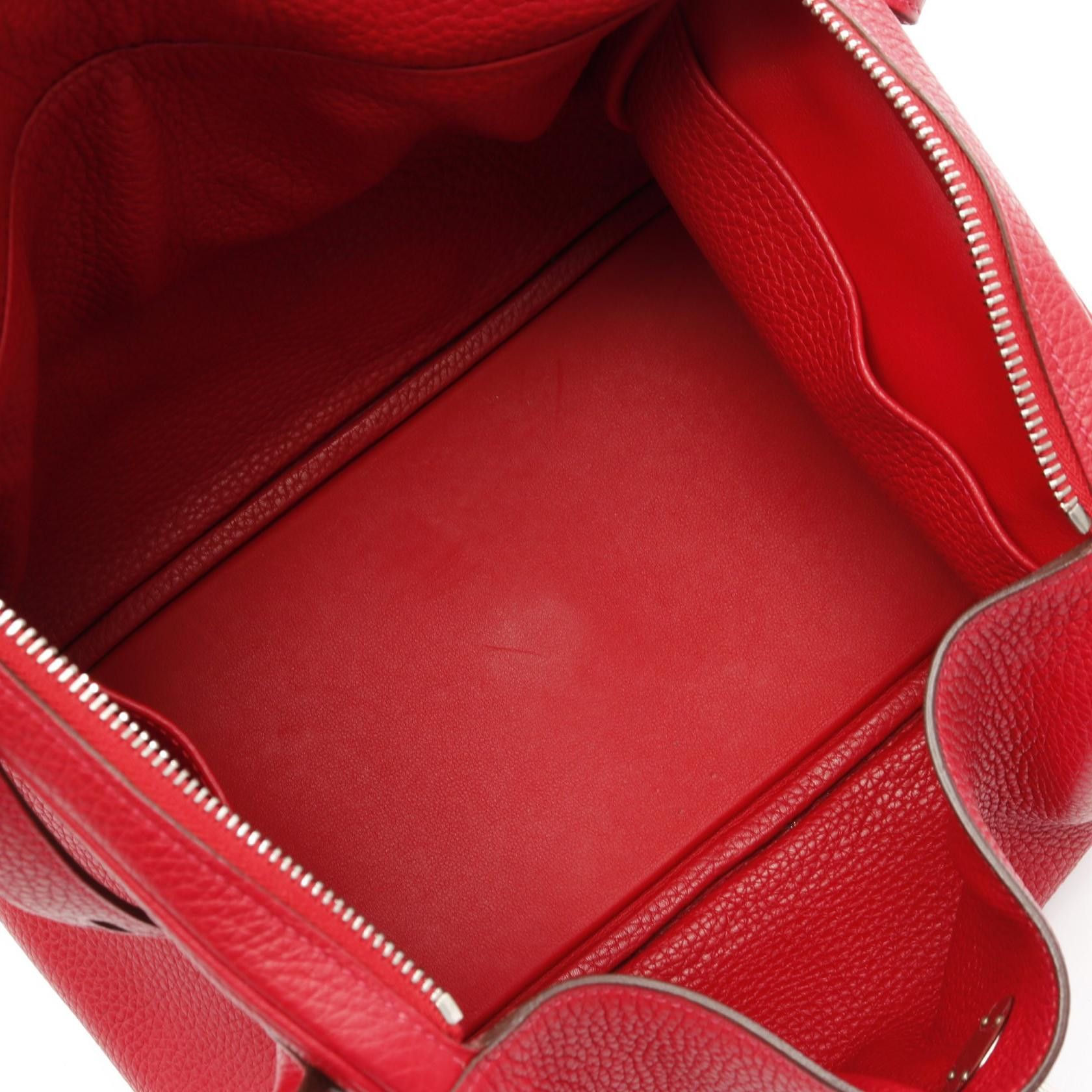 Hermes Hermes Lindy 30 Shoulder Bag Clemence Leather Red Silver Hardware A Stamp Size ONE SIZE - 3 Thumbnail