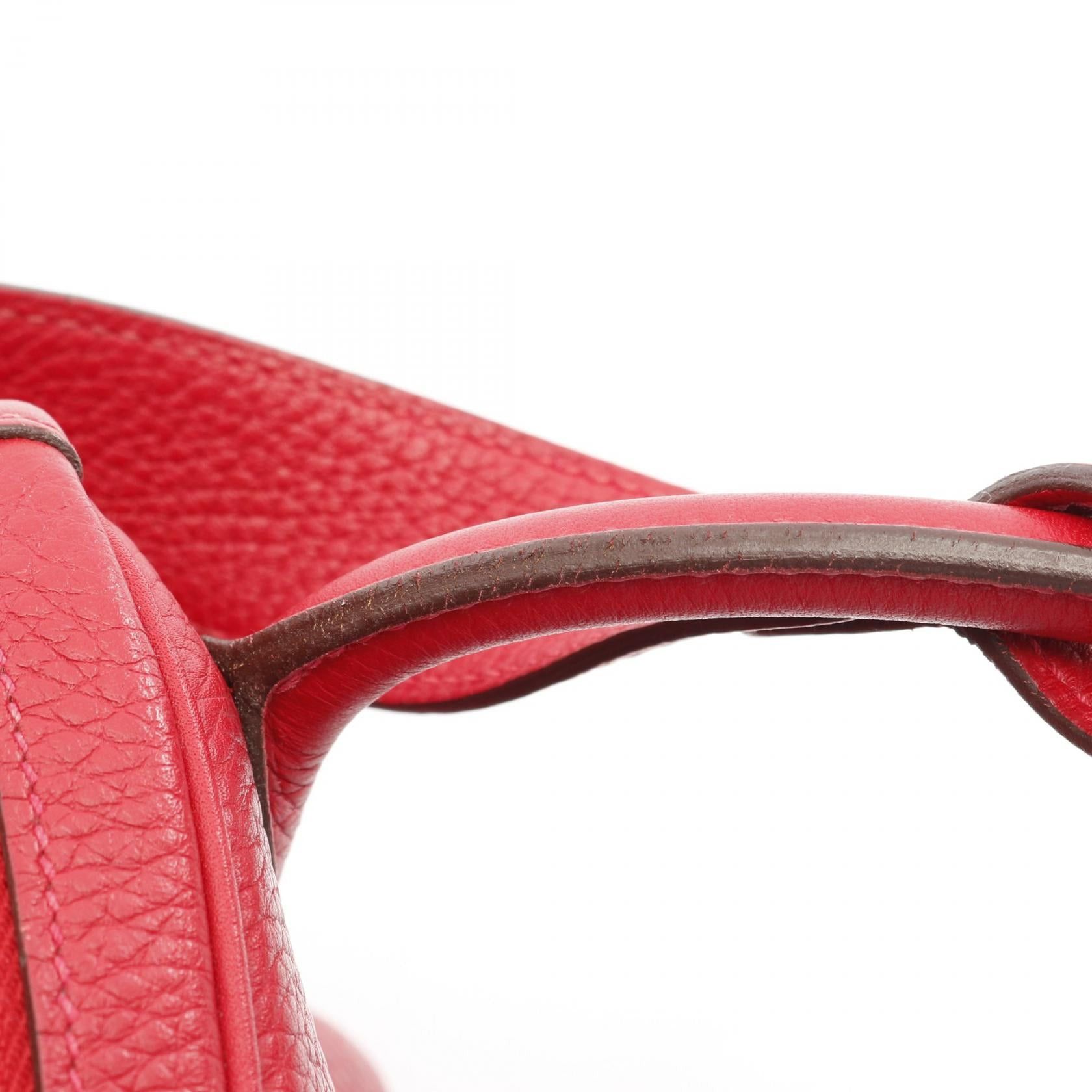 Hermes Hermes Lindy 30 Shoulder Bag Clemence Leather Red Silver Hardware A Stamp Size ONE SIZE - 8 Thumbnail