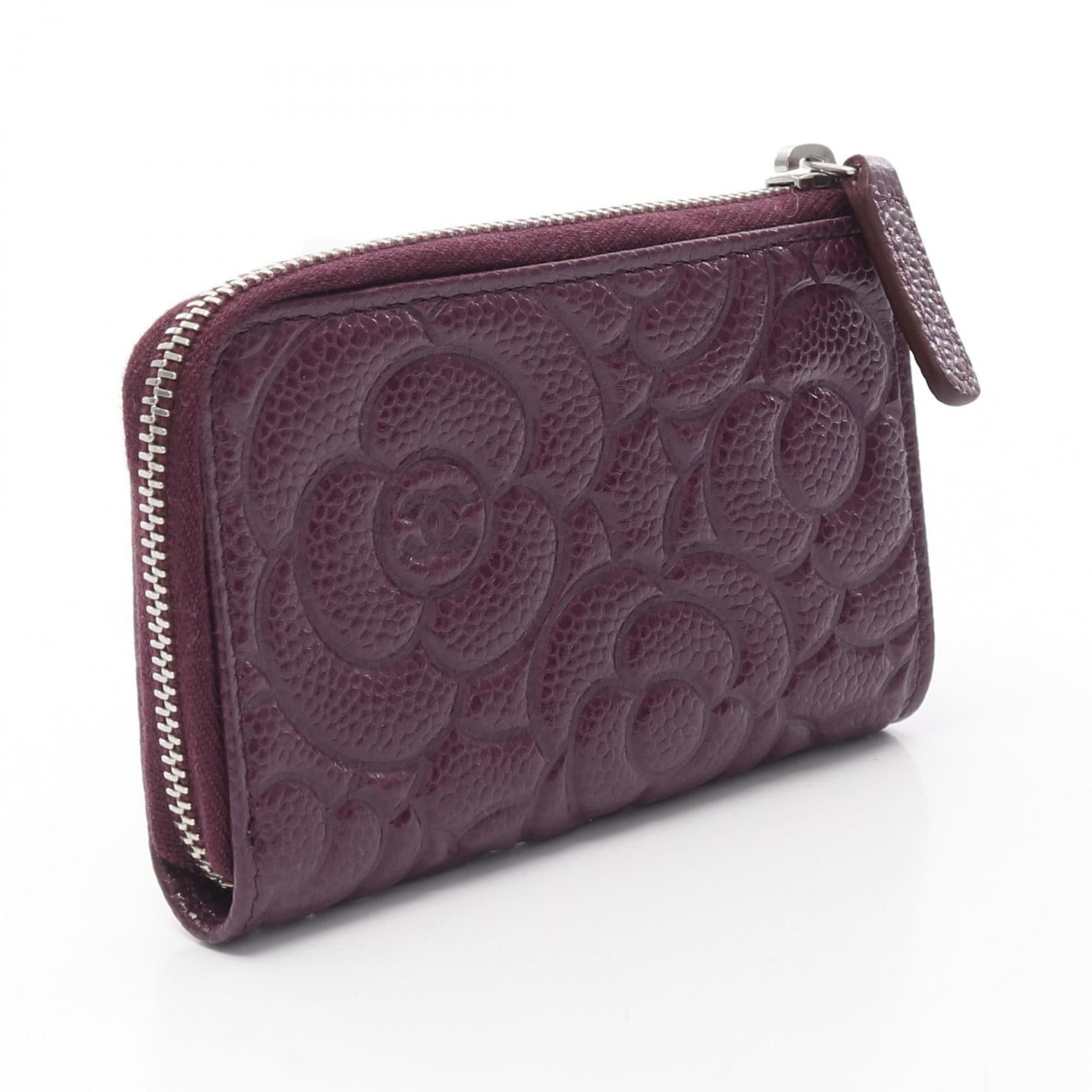 Chanel Chanel Camellia Coin Purse Caviar Skin Purple Silver Hardware With Key Ring Size ONE SIZE - 2 Thumbnail