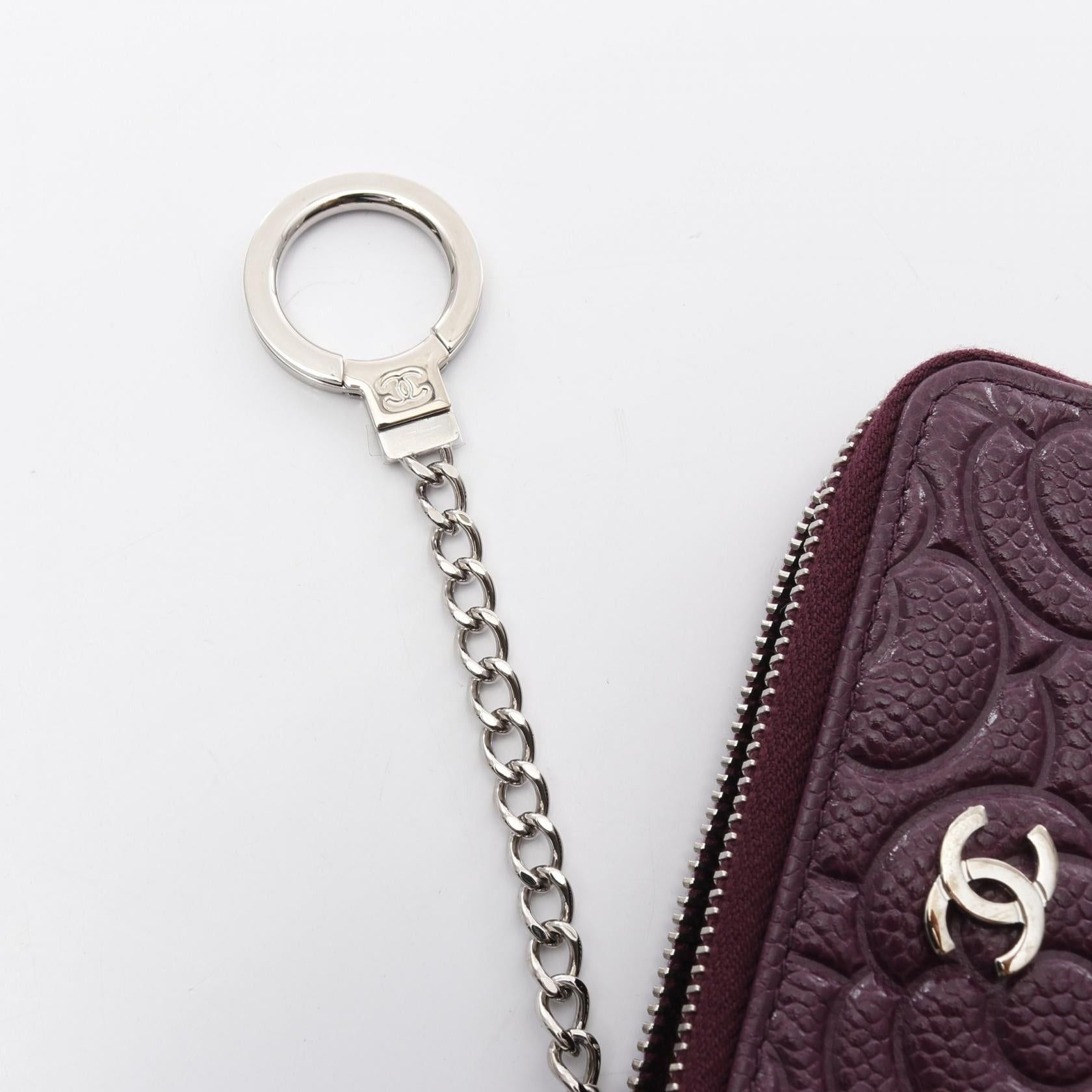 Chanel Chanel Camellia Coin Purse Caviar Skin Purple Silver Hardware With Key Ring Size ONE SIZE - 8 Thumbnail