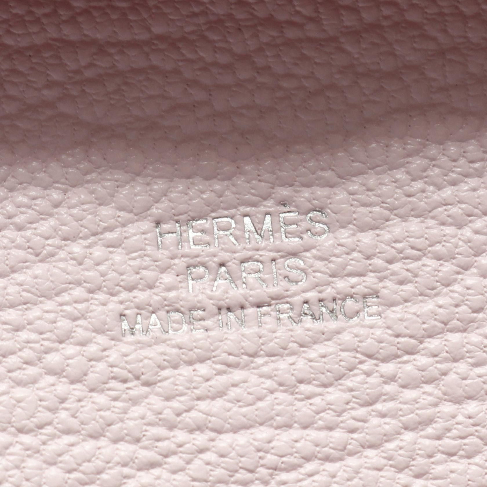 Hermes Hermes Bastia Verso Bamboo Rose Darling Coin Purse Chevre Green Light Pink Silver Hardware Double Engraved Size ONE SIZE - 4 Thumbnail