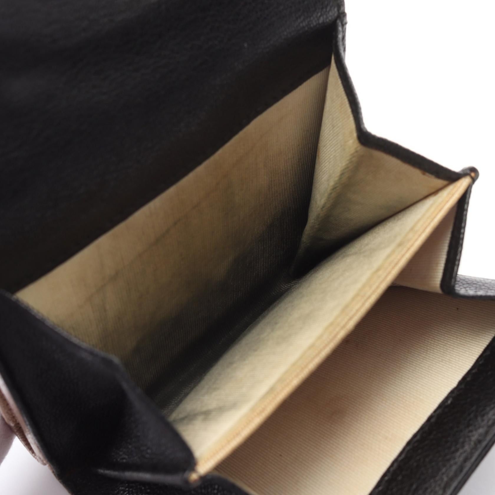 Chanel Chanel Coco Mark Stitch Embossing Double Hook Wallet Bi-Fold Leather Black Silver Hardware Size ONE SIZE - 15 Thumbnail