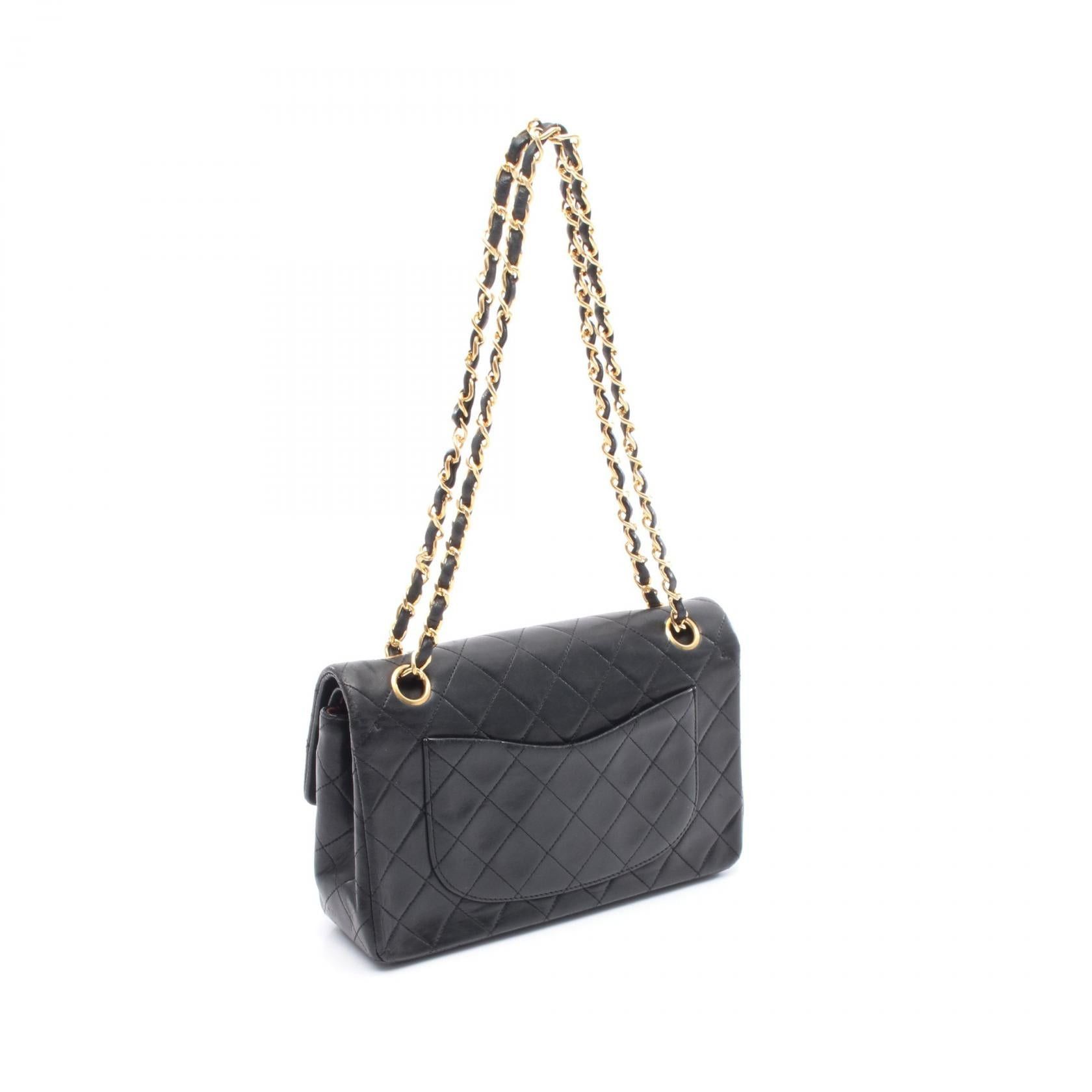 Chanel Chanel Matelasse Double Flap Chain Shoulder Bag Lambskin Black Gold Hardware Size ONE SIZE - 2 Thumbnail