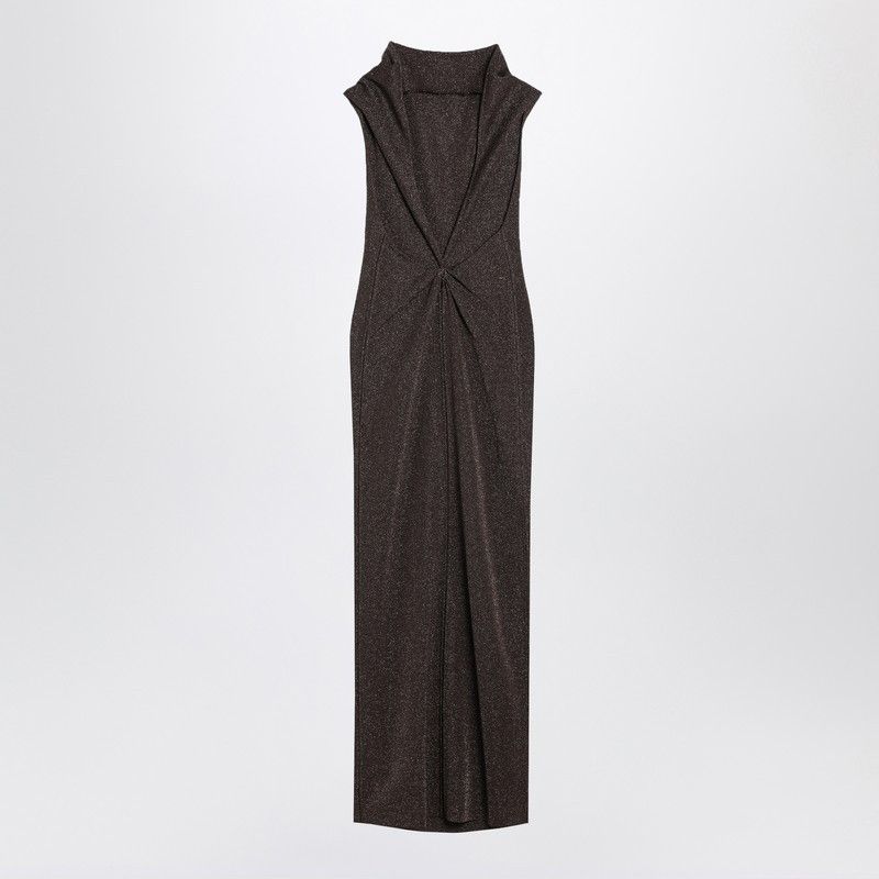 Max Mara Max Mara Pianoforte Brown Dress In Viscose And Lurex Yarn Size ONE SIZE - 2 Thumbnail