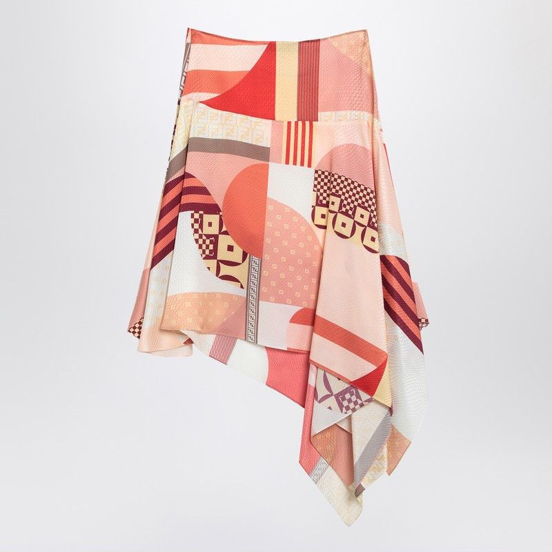 Fendi Fendi Pink Silk Skirt With Patchwork Print Size 27" / US 4 / IT 40 - 2 Thumbnail