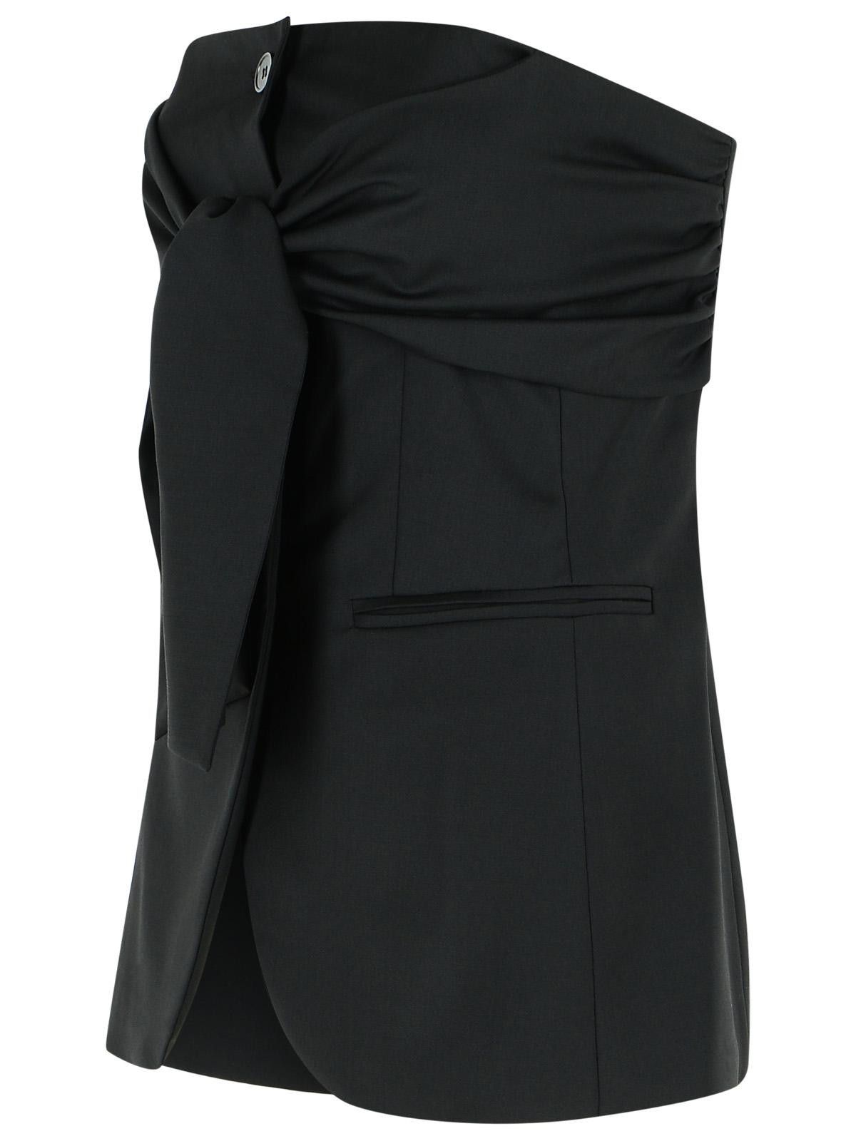 Max Mara MAX MARA 'Veruska' Black Virgin Wool Bustier Top Size S / US 4 / IT 40 - 2 Thumbnail