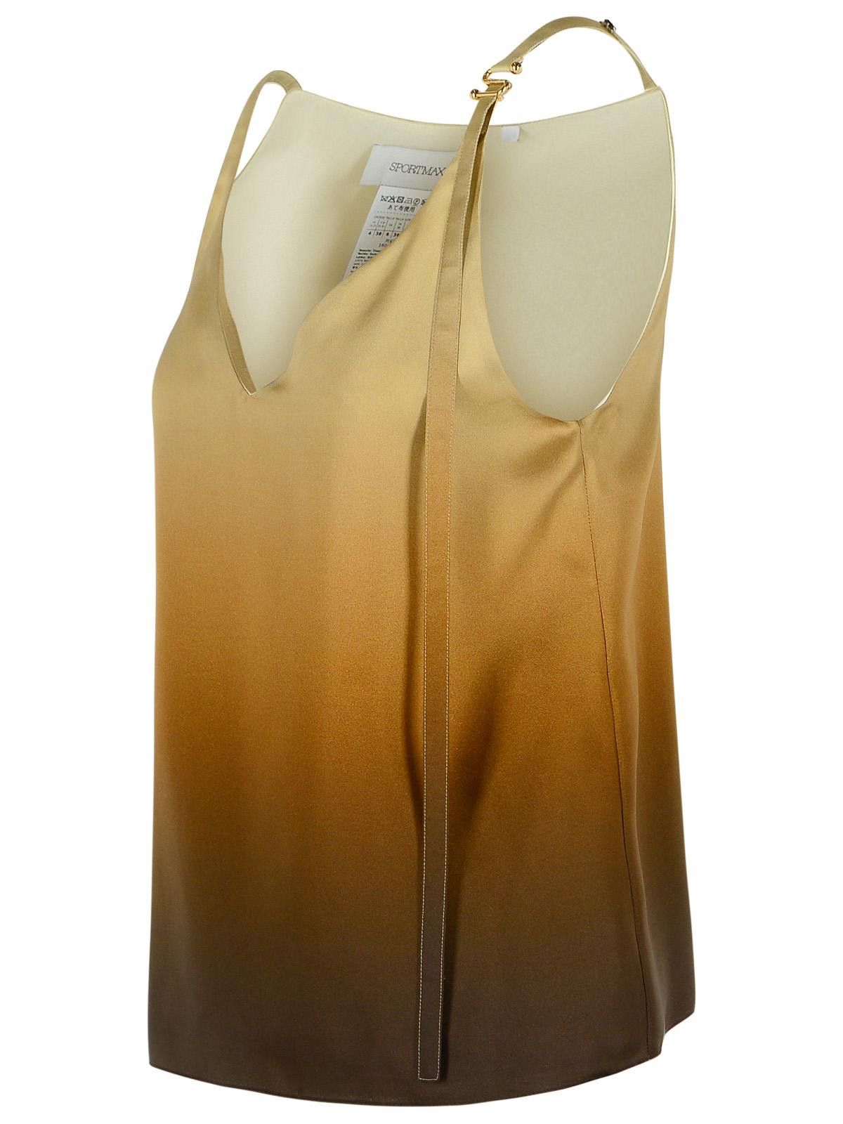 Sportmax SPORTMAX 'Alcuno' Beige Gradient Silk Top Size S / US 4 / IT 40 - 2 Thumbnail