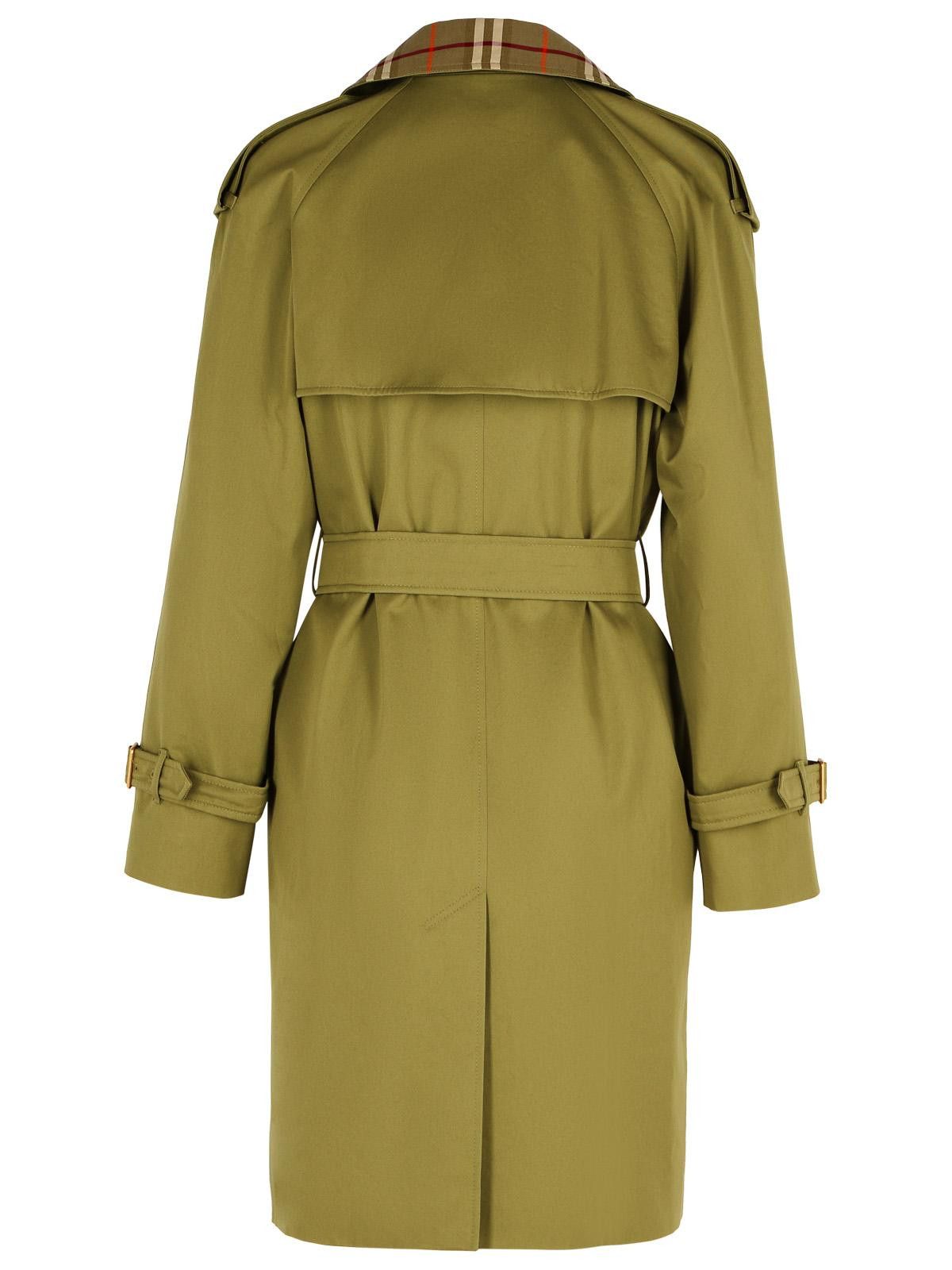 Burberry BURBERRY Short Green Cotton 'Castleford' Trench Coat Size XS / US 0-2 / IT 36-38 - 3 Thumbnail