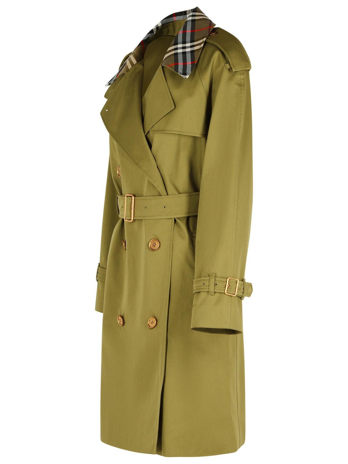 Burberry BURBERRY Short Green Cotton 'Castleford' Trench Coat Size XS / US 0-2 / IT 36-38 - 2 Thumbnail