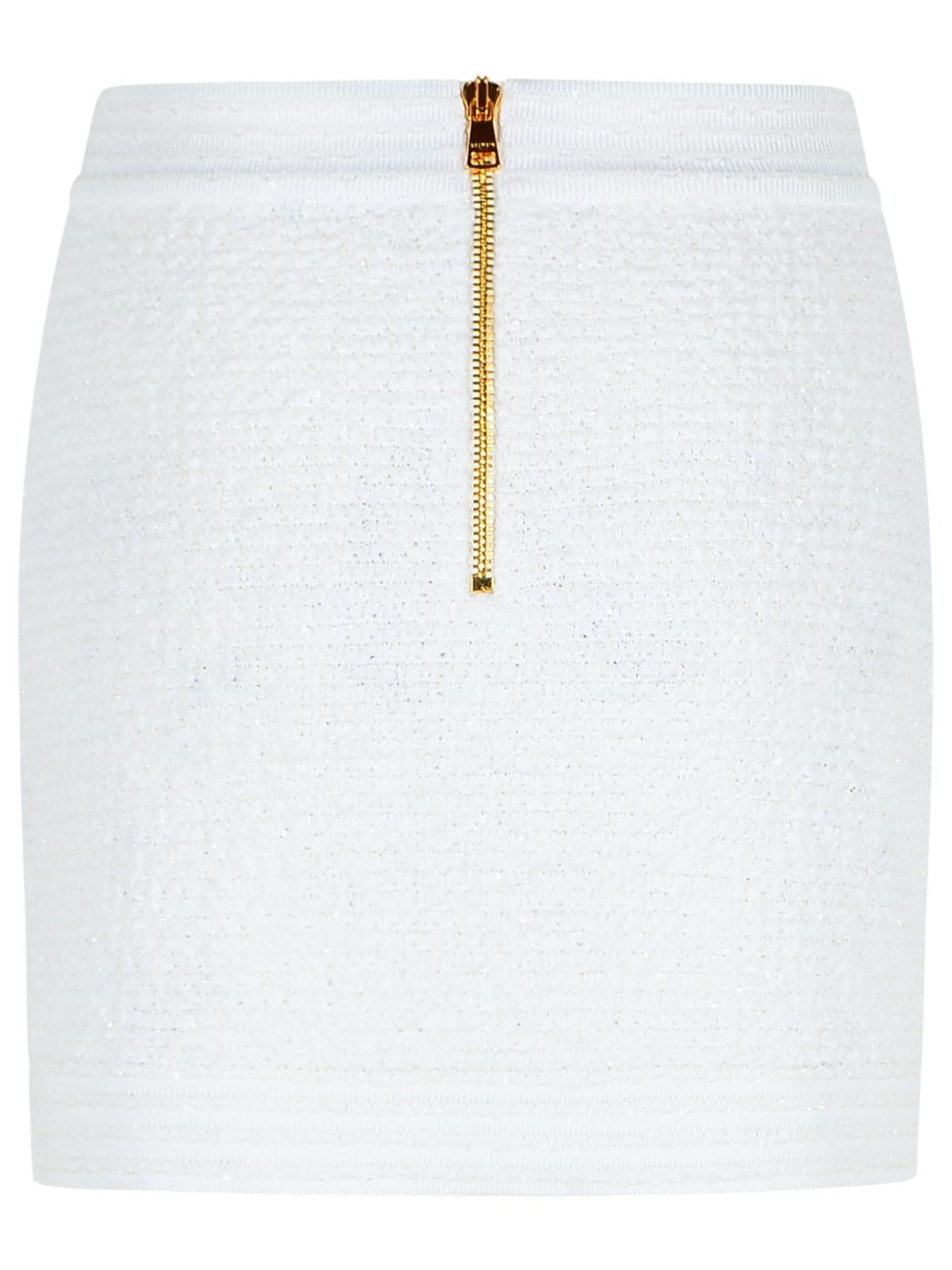 Balmain BALMAIN White Cotton Blend Miniskirt Size 27" / US 4 / IT 40 - 3 Thumbnail