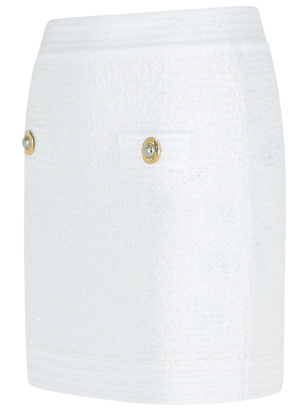 Balmain BALMAIN White Cotton Blend Miniskirt Size 27" / US 4 / IT 40 - 2 Thumbnail