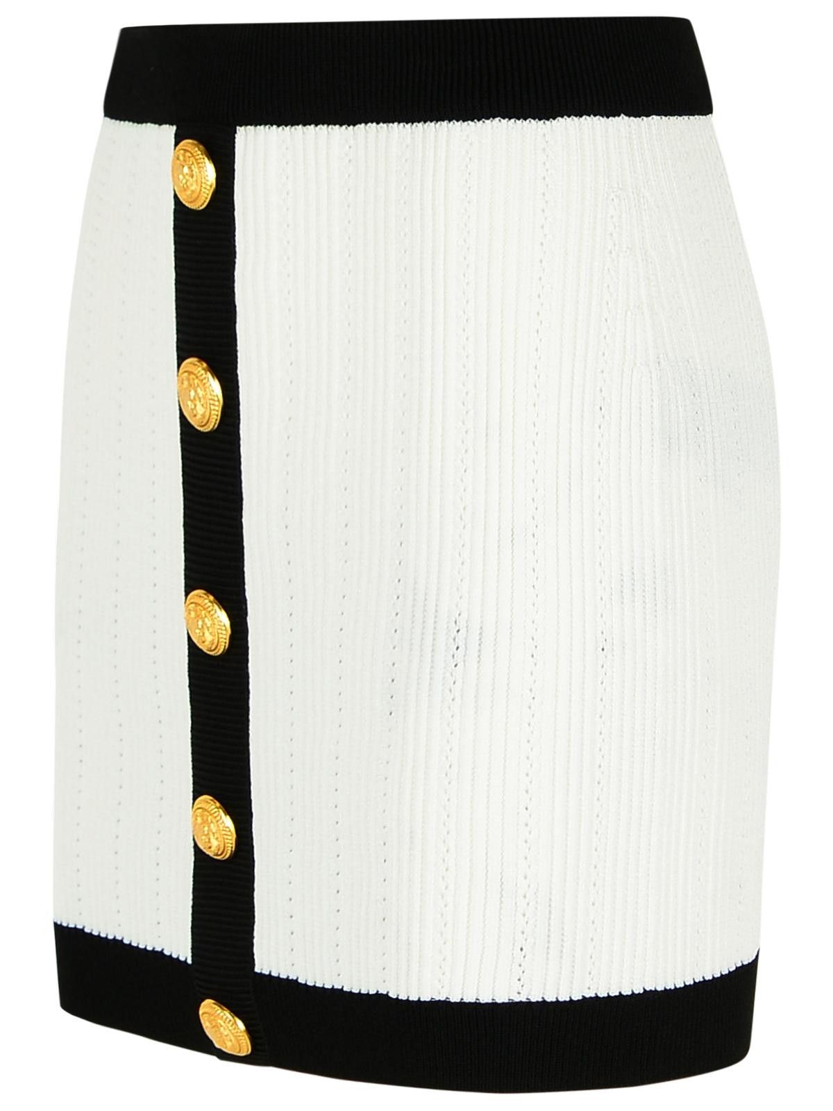 Balmain BALMAIN Mini Skirt In White Viscose Blend Size 26" / US 2 / IT 38 - 2 Thumbnail