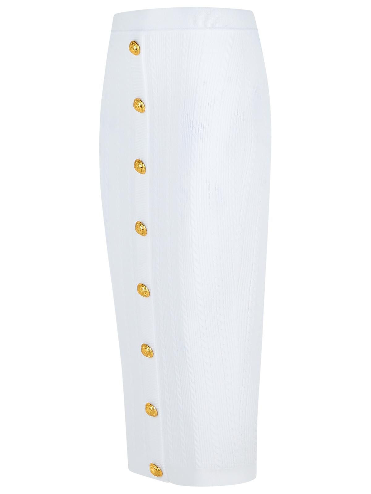 Balmain BALMAIN Long Skirt In White Viscose Blend Size 26" / US 2 / IT 38 - 2 Thumbnail