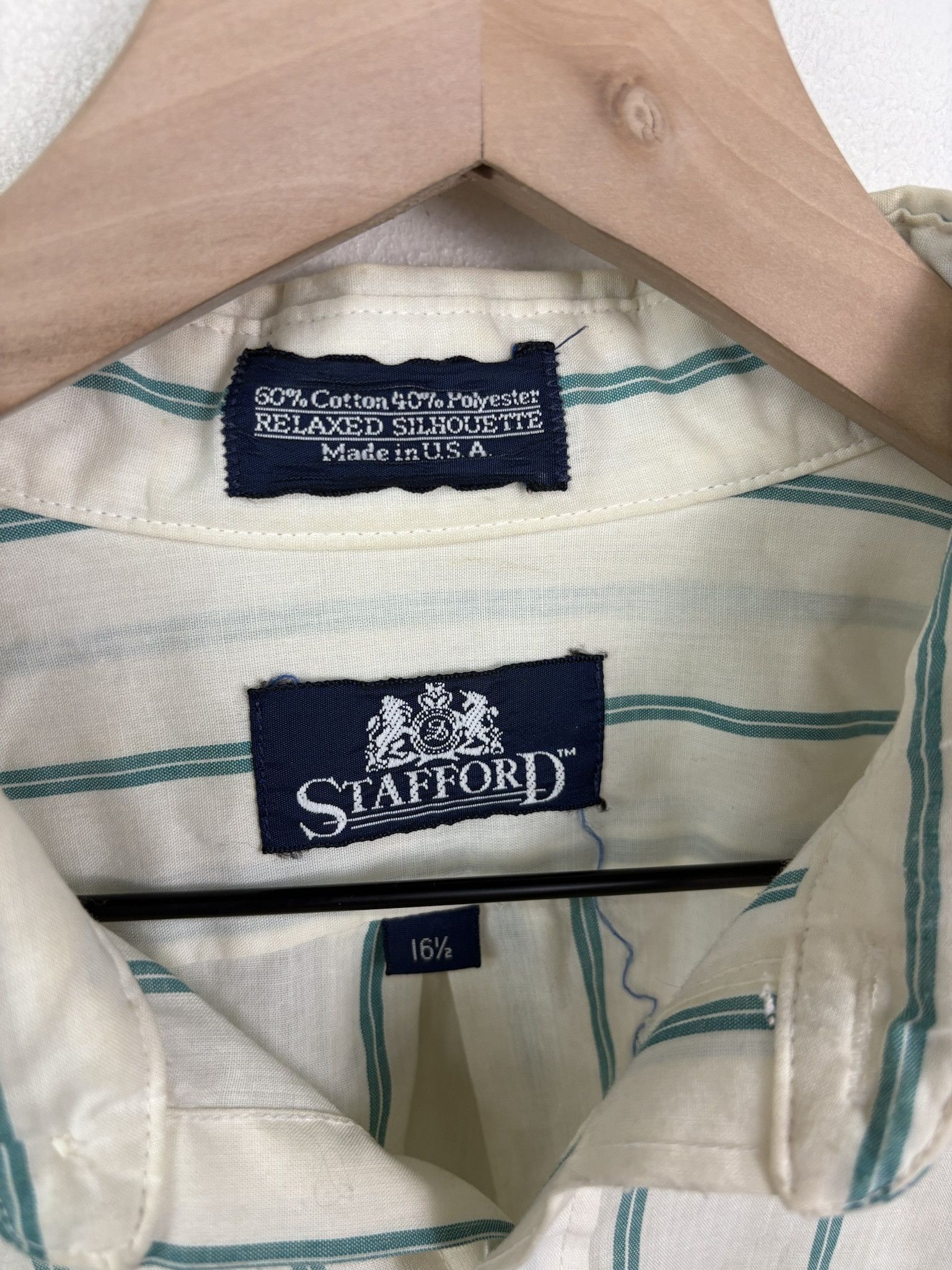 Gap × Polo Ralph Lauren × Vintage Vintage Lined Two Tone Pattern Stafford Short Sleeve Button Up Collared Shirt Size L Size US L / EU 52-54 / 3 - 2 Thumbnail