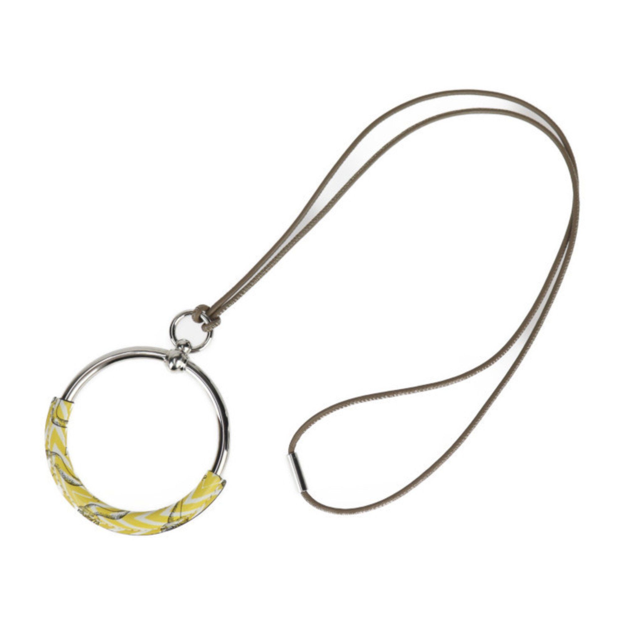 Hermes HERMES Loop Necklace DELLA CAVALLERIA - Veau Swift Metal Yellow Silver Pendant R2426083012116 Size ONE SIZE - 4 Thumbnail