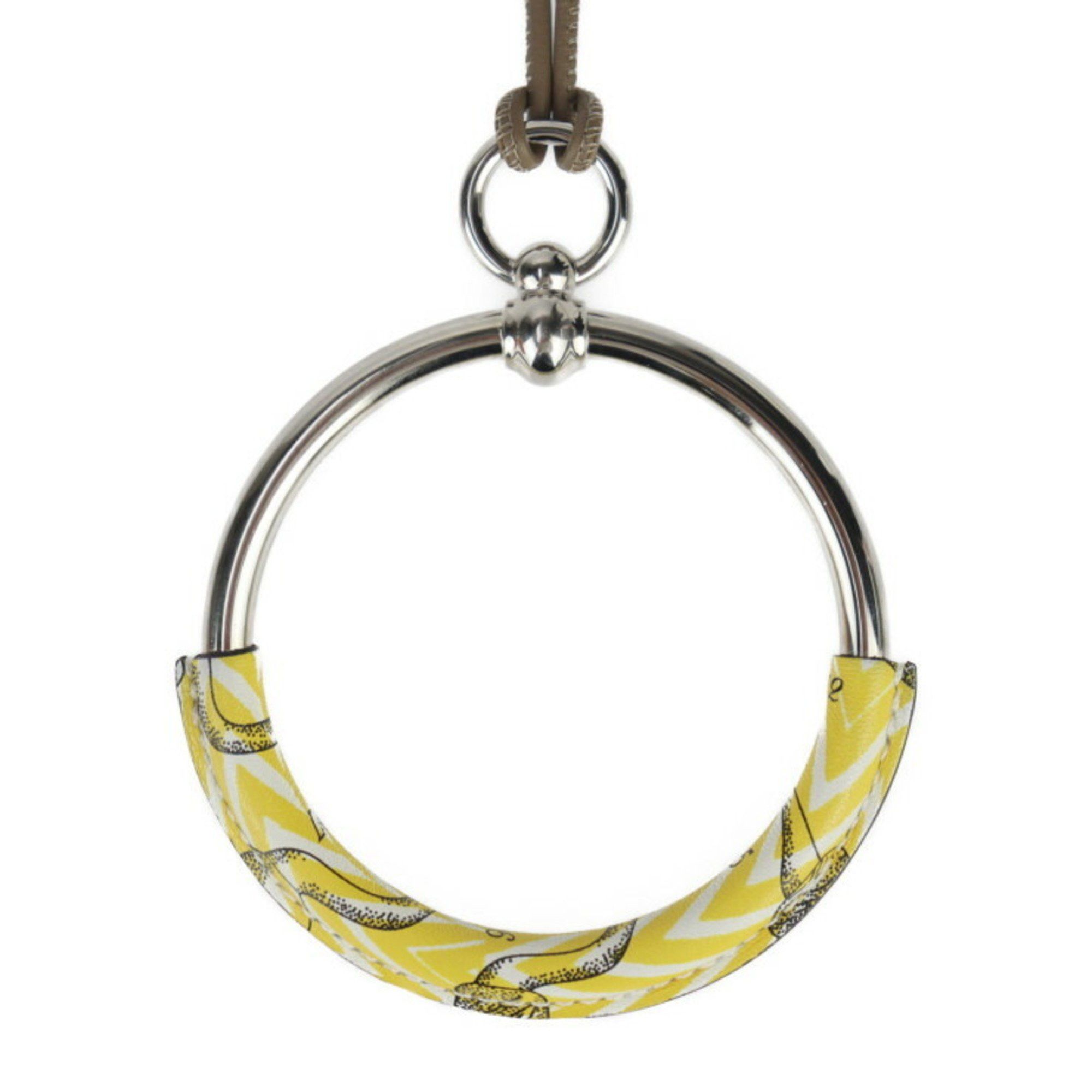 Hermes HERMES Loop Necklace DELLA CAVALLERIA - Veau Swift Metal Yellow Silver Pendant R2426083012116 Size ONE SIZE - 2 Thumbnail