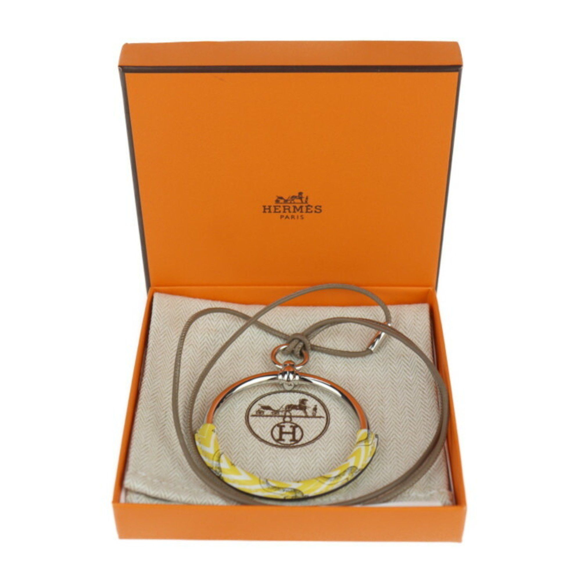 Hermes HERMES Loop Necklace DELLA CAVALLERIA - Veau Swift Metal Yellow Silver Pendant R2426083012116 Size ONE SIZE - 9 Thumbnail
