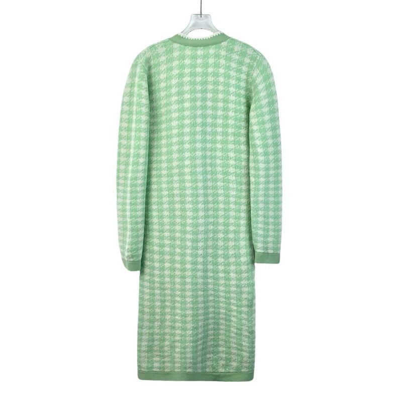Celine MiuMiu Green Plaid Knit Cardigan Jacket Size M / US 6-8 / IT 42-44 - 2 Thumbnail