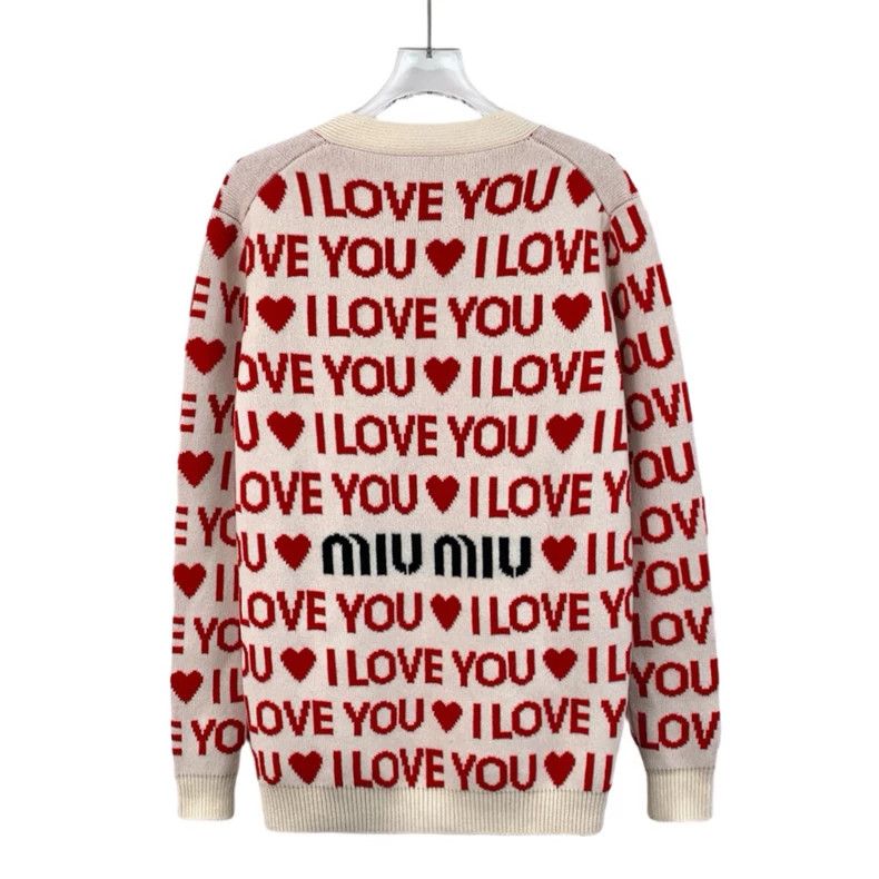 Miu Miu MiuMiu Red Logo Knit Cardigan Sweater Size XS / US 0-2 / IT 36-38 - 2 Thumbnail