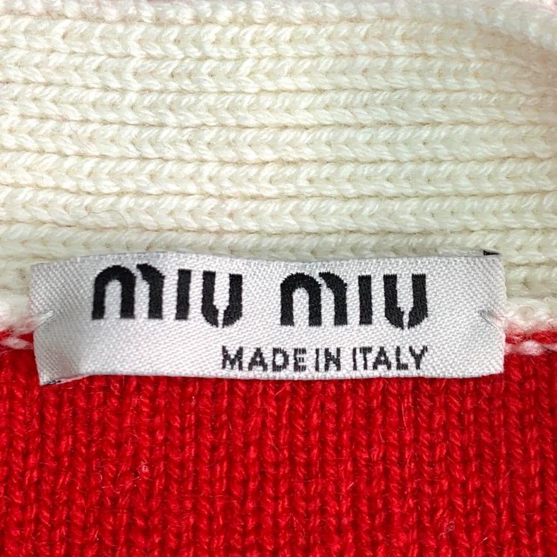 Miu Miu MiuMiu Red Logo Knit Cardigan Sweater Size XS / US 0-2 / IT 36-38 - 6 Thumbnail