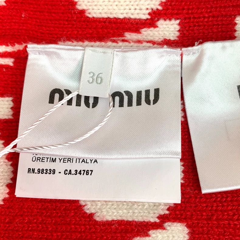 Miu Miu MiuMiu Red Logo Knit Cardigan Sweater Size XS / US 0-2 / IT 36-38 - 7 Thumbnail