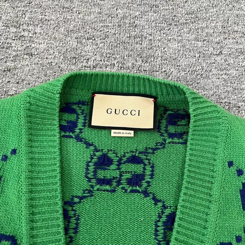 Gucci Gucci Green Knit Cardigan with Double G Print Size S / US 4 / IT 40 - 5 Thumbnail