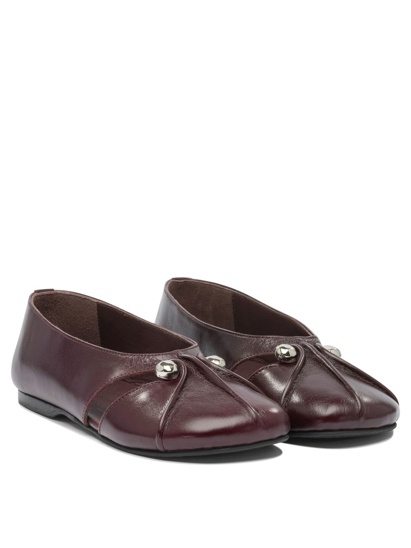 フラットシューズ Alohas Ravena Rift Burgundy Leather Ballet Flats ALOHAS Alohas Ravena Rift Burgundy Leather Ballet Flats IT