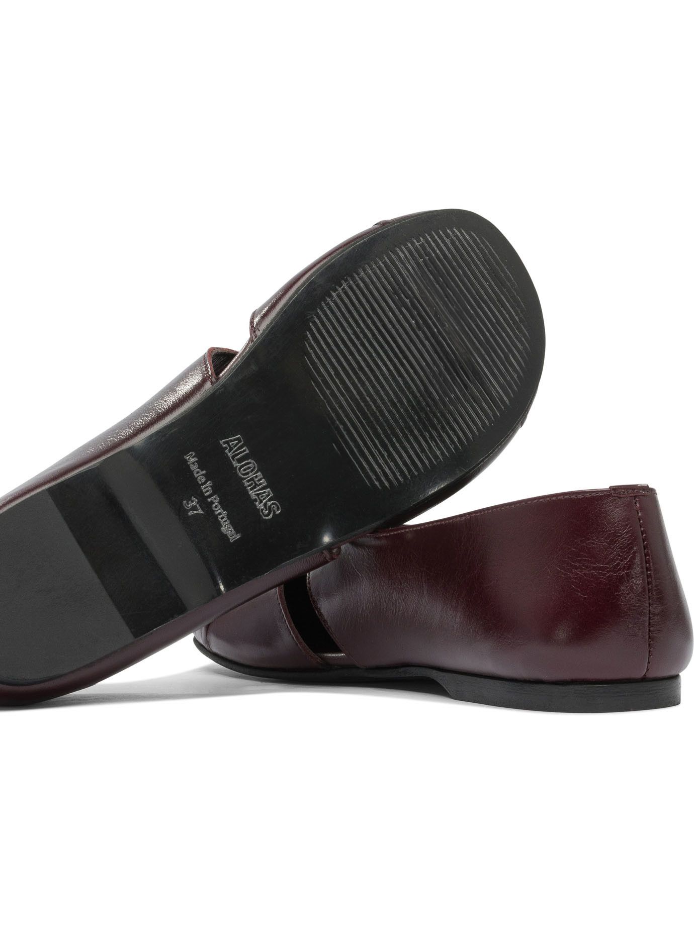 フラットシューズ Alohas Ravena Rift Burgundy Leather Ballet Flats Alohas Ravena Rift Burgundy Leather Ballet Flats