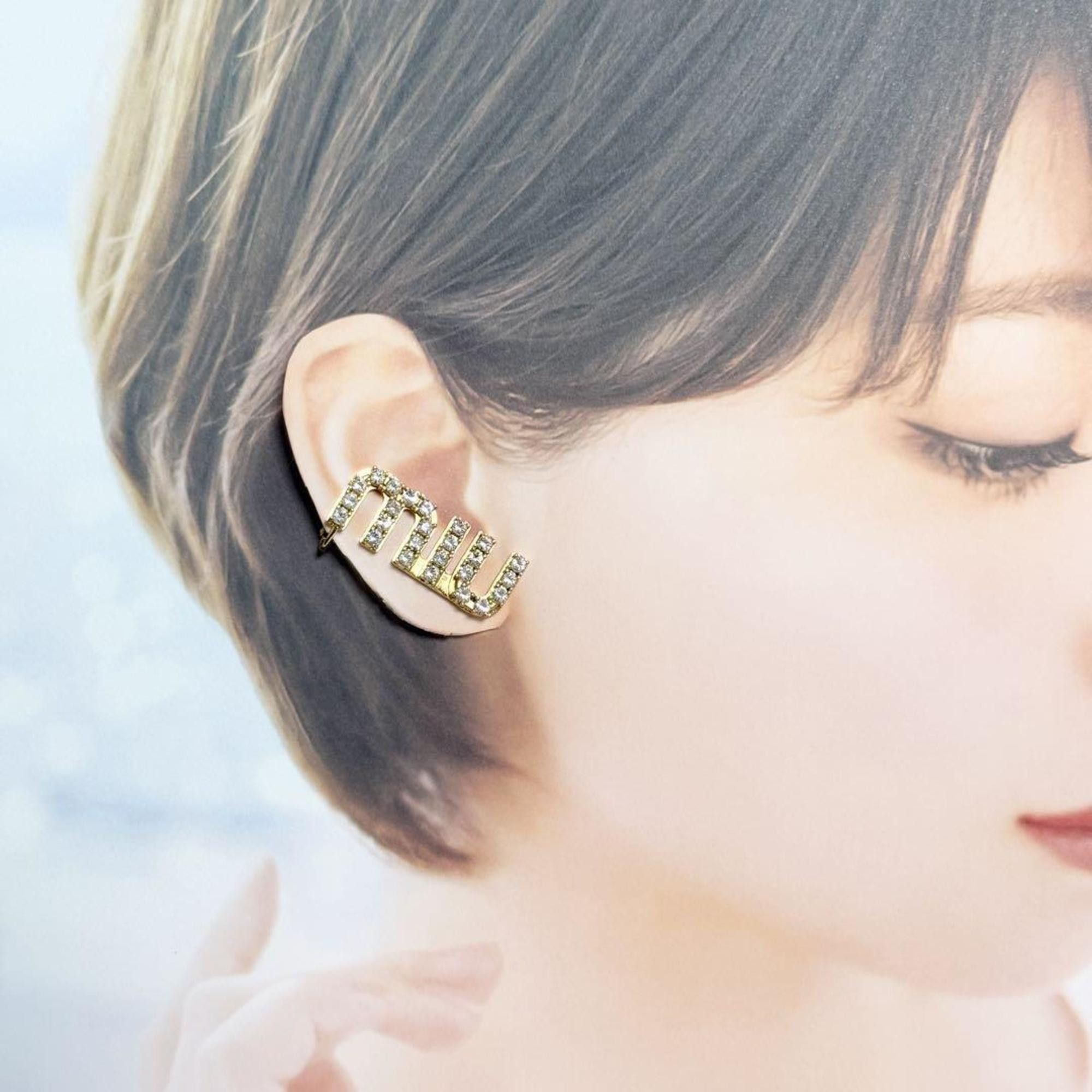 Miu Miu Miu Miu Miu Women's Asymmetric Logo Stud Earrings Size ONE SIZE - 8 Thumbnail