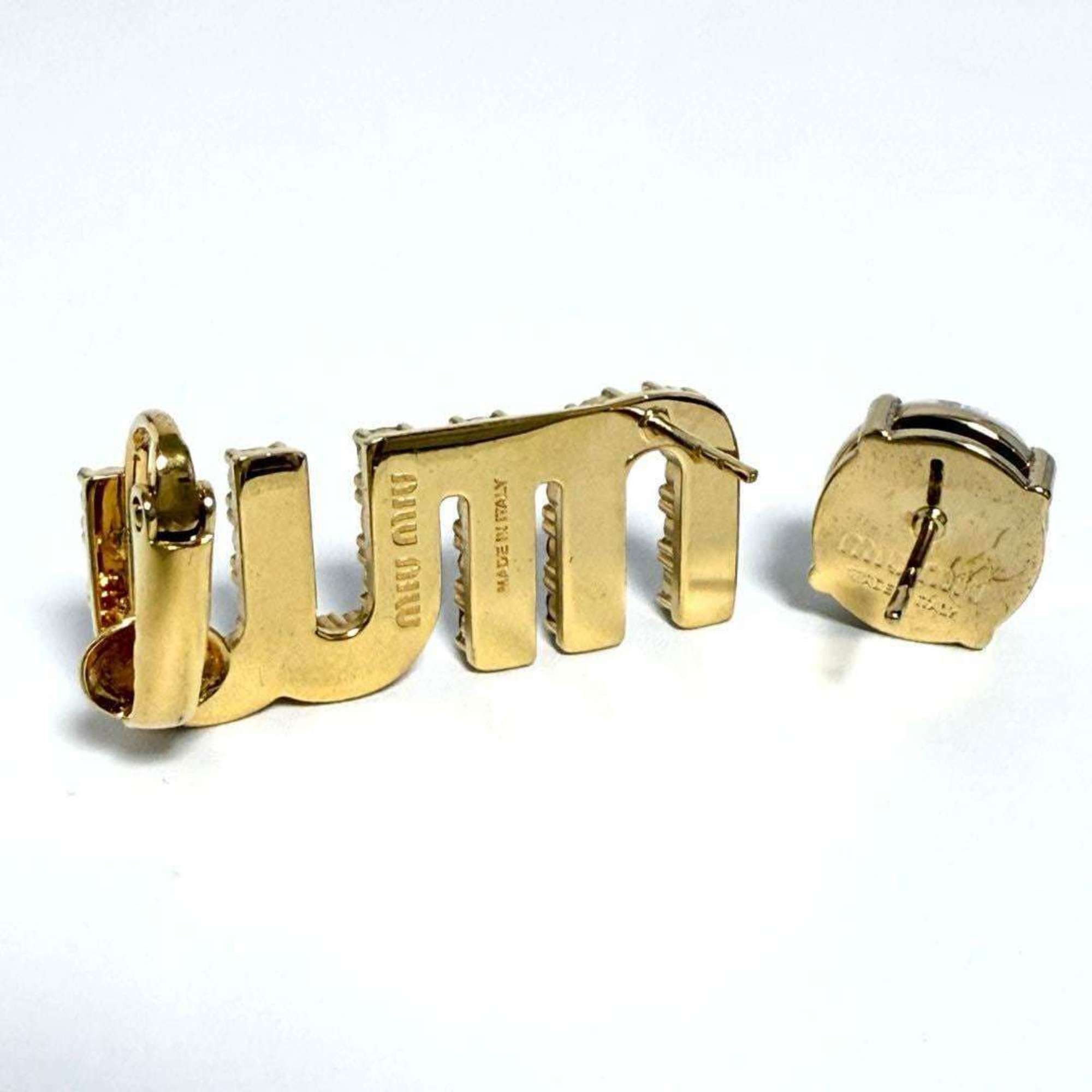 Miu Miu Miu Miu Miu Women's Asymmetric Logo Stud Earrings Size ONE SIZE - 3 Thumbnail